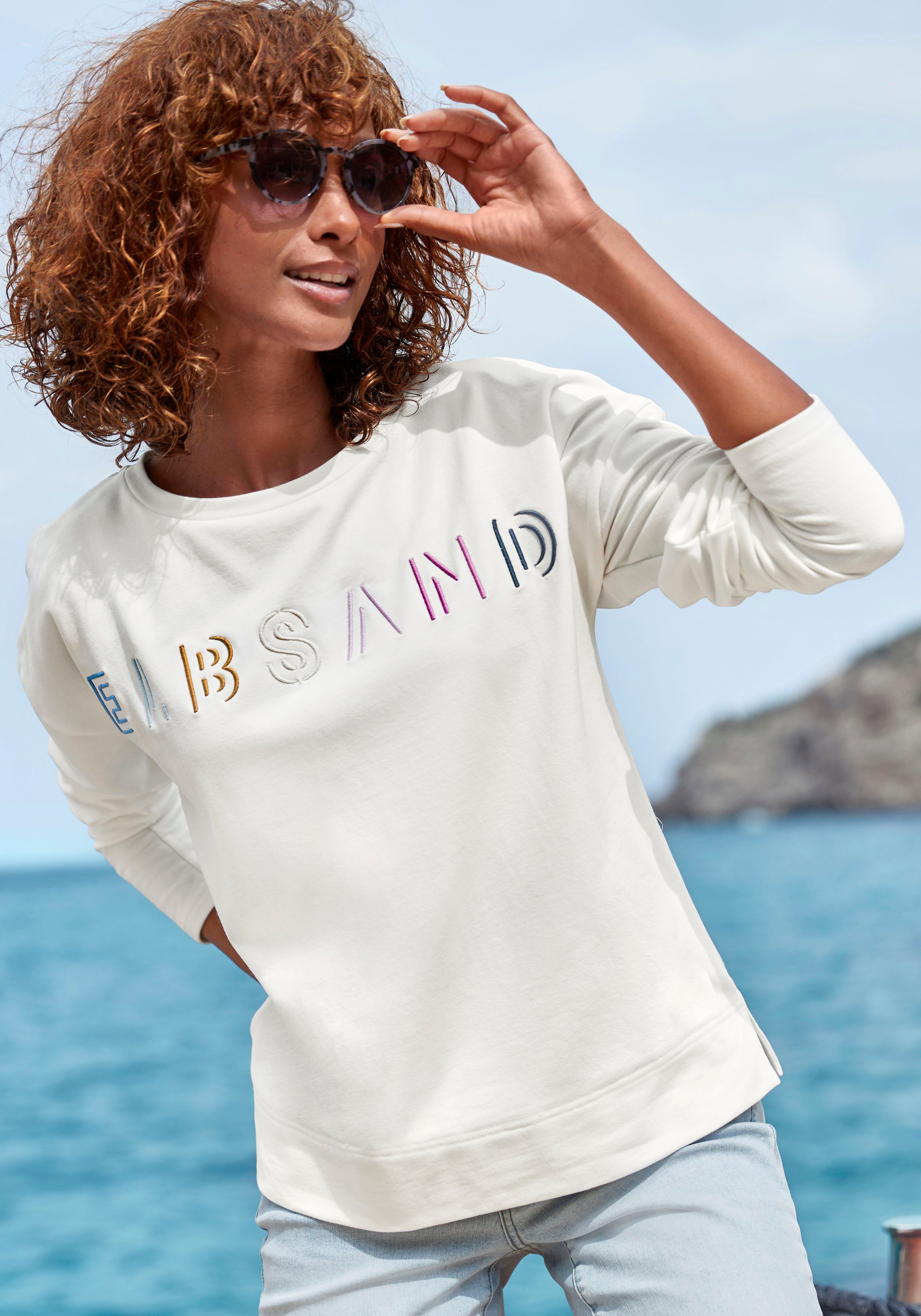 Elbsand Sweatshirt met logo-borduurwerk voor, losse pasvorm, sportief-casual