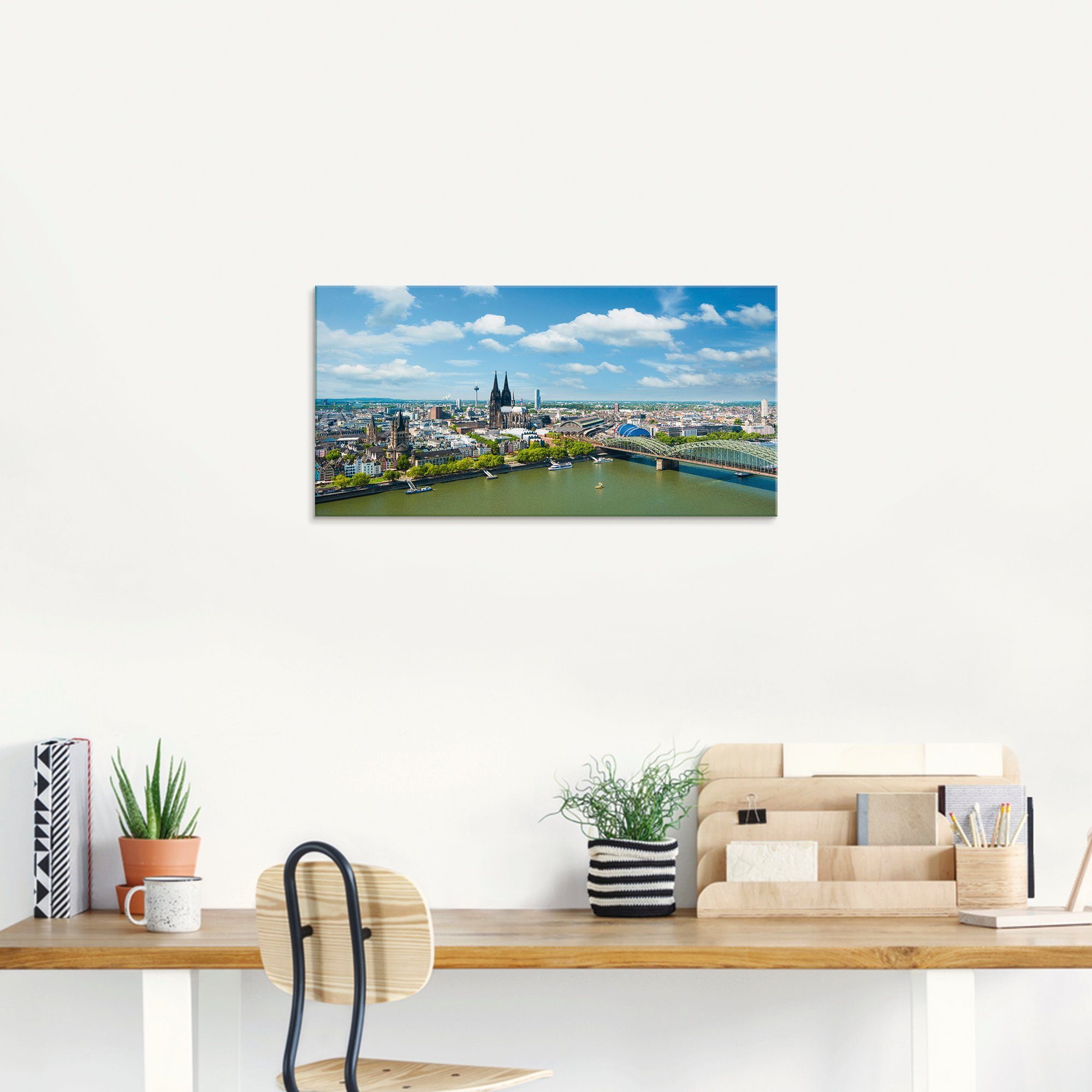 Artland Print op glas Keulen Rijn Panorama in verschillende maten