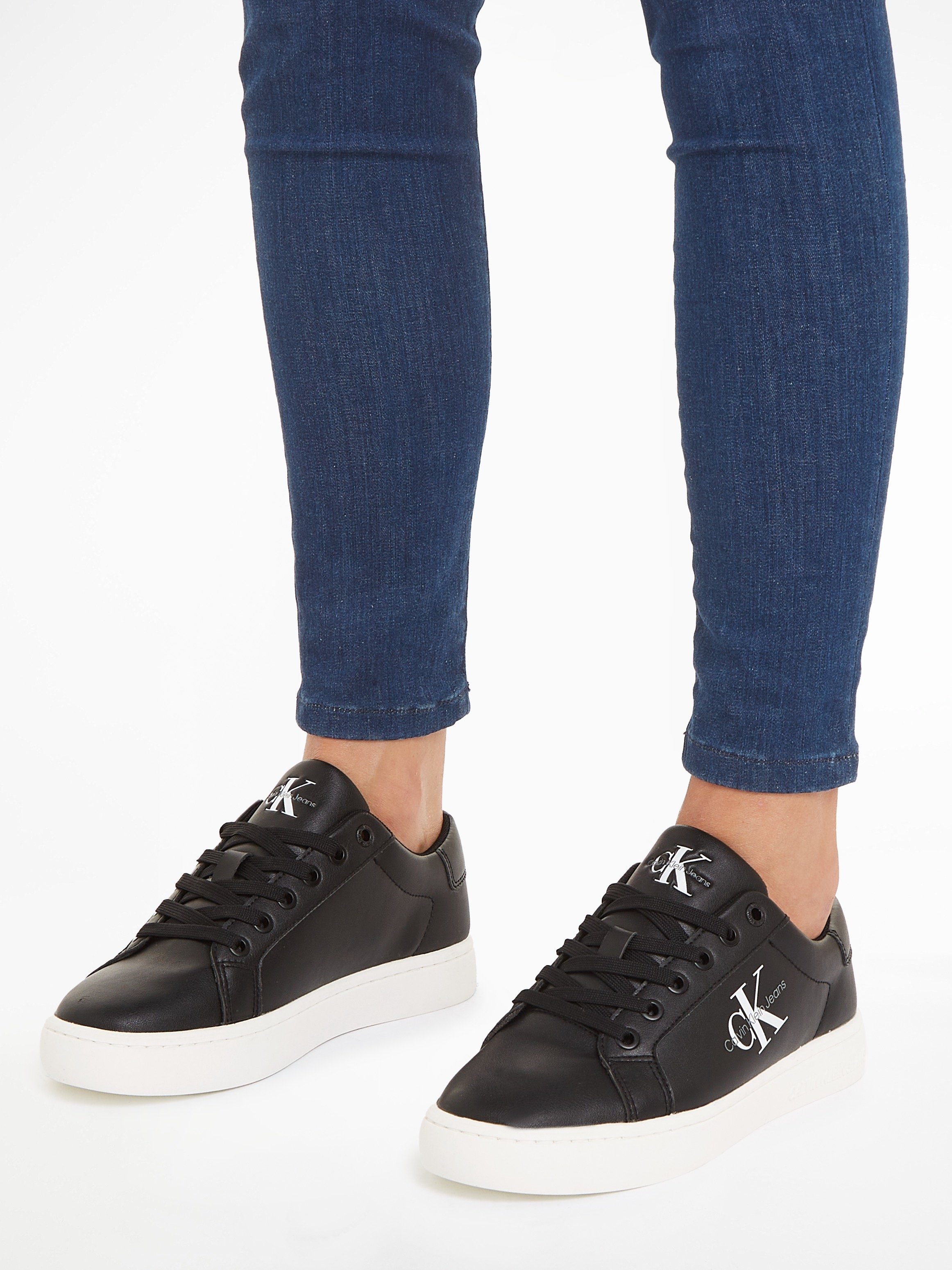 Calvin Klein Sneakers CLASSIC CUPSOLE LACEUP LTH WN met zijlogo, vrijetijdsschoen, lage schoen, veterschoen
