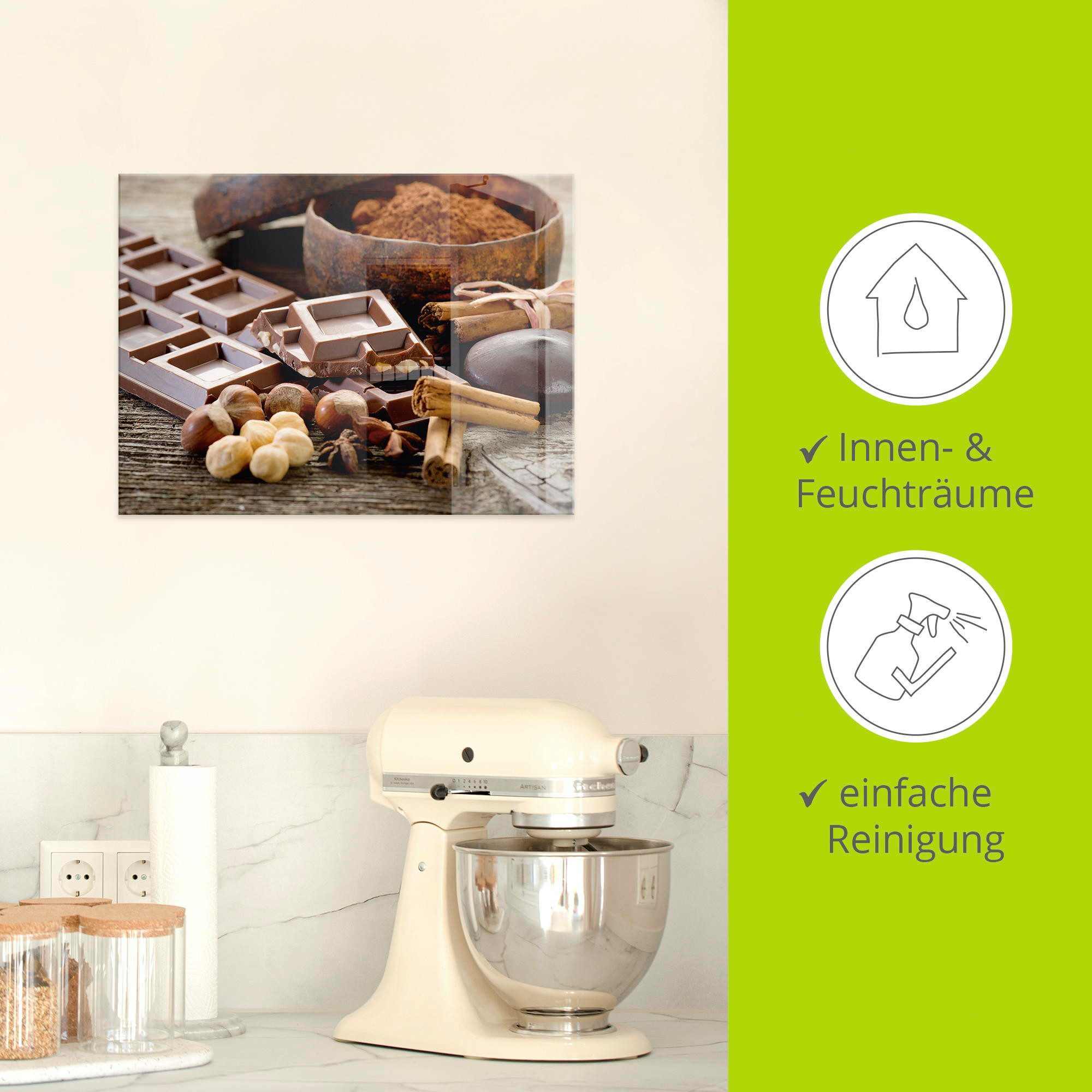Artland Print op glas Chocolade met ingrediënten
