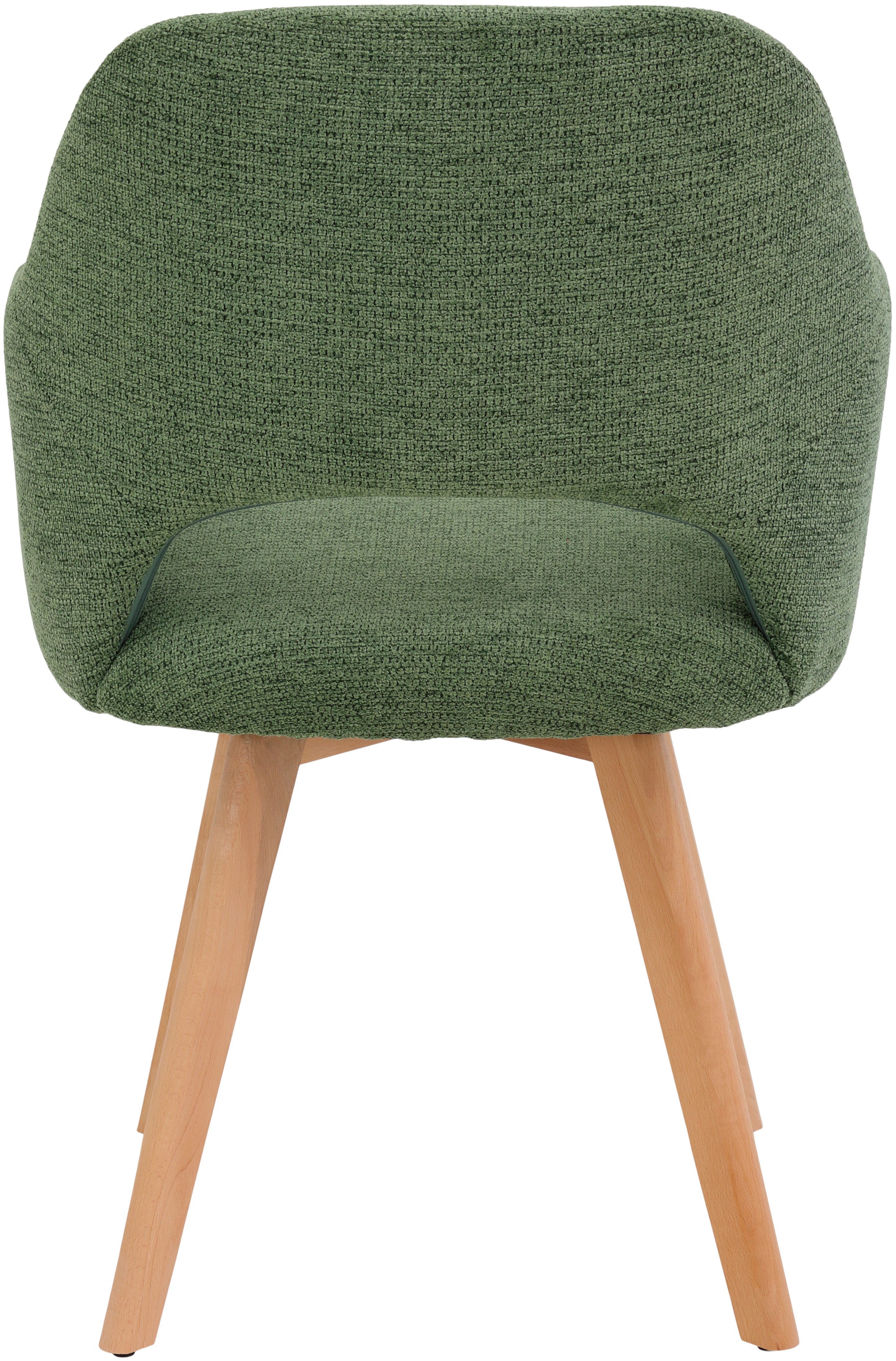 HELA Stoel met armleuningen SOFIA armstoel met massief houten frame, bekleding webstof Eetkamerstoel, fauteuil met armleuningen, subtiele ruguitsparing (set, 2 stuks)