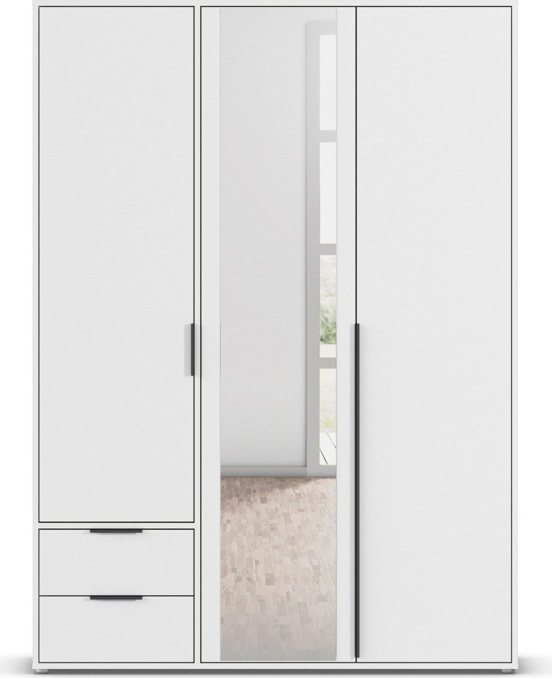 rauch Draaideurkast Kledingkast Kast Garderobe Wasmand NAGATA met Spiegel und schubladen sowie stangengriffen topseller made in germany