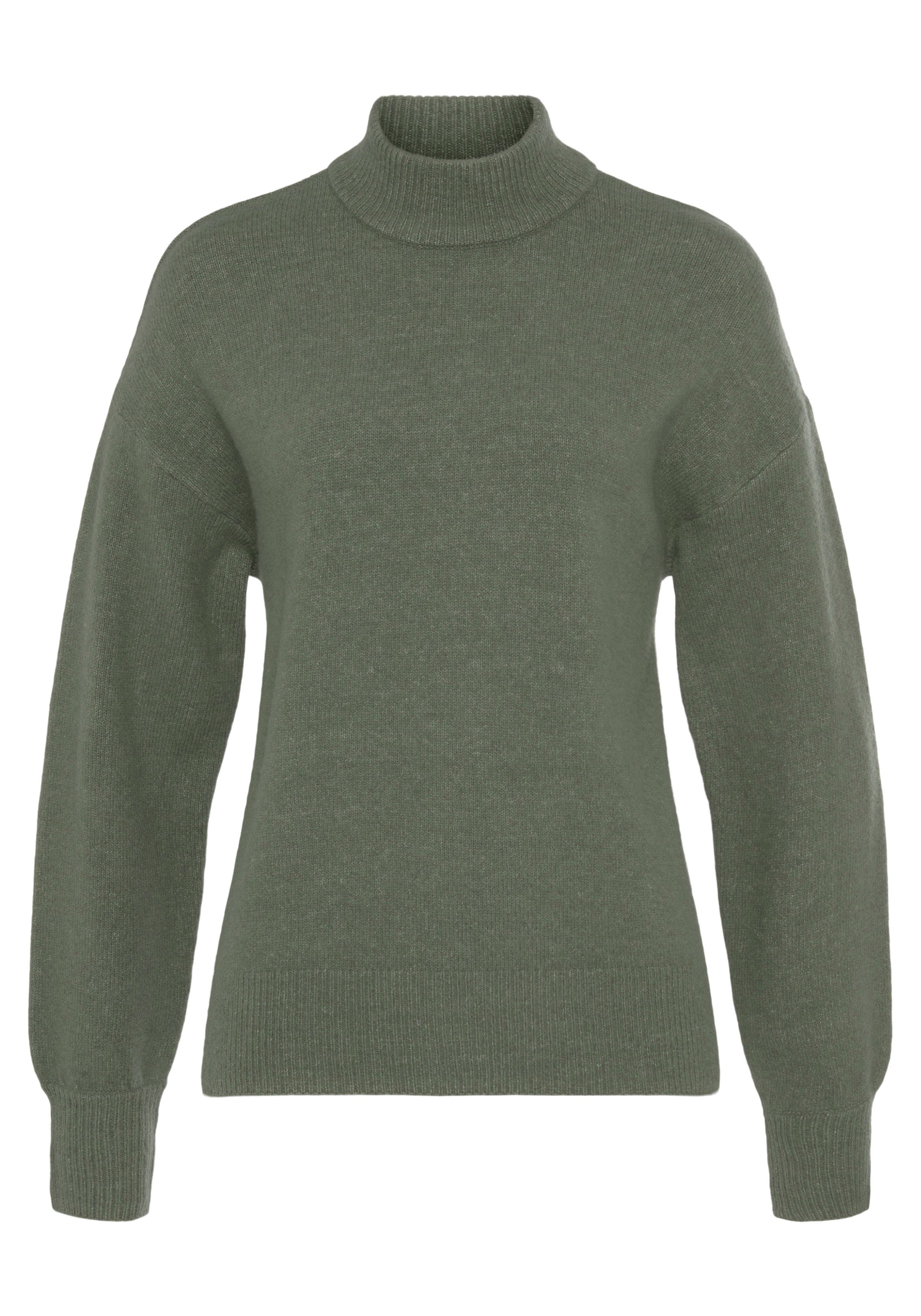 Lascana Gebreide trui -Lounge Pullover met staande kraag en ribboorden, loungewear