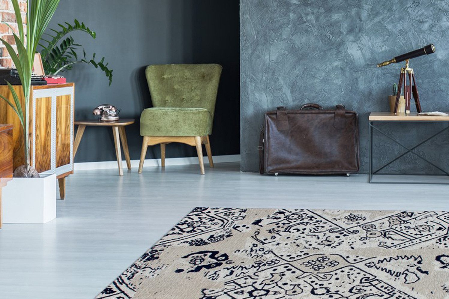 Kayoom Vloerkleed River 120 Jacquard, retro- en vintage-ontwerp, katoen achterkant