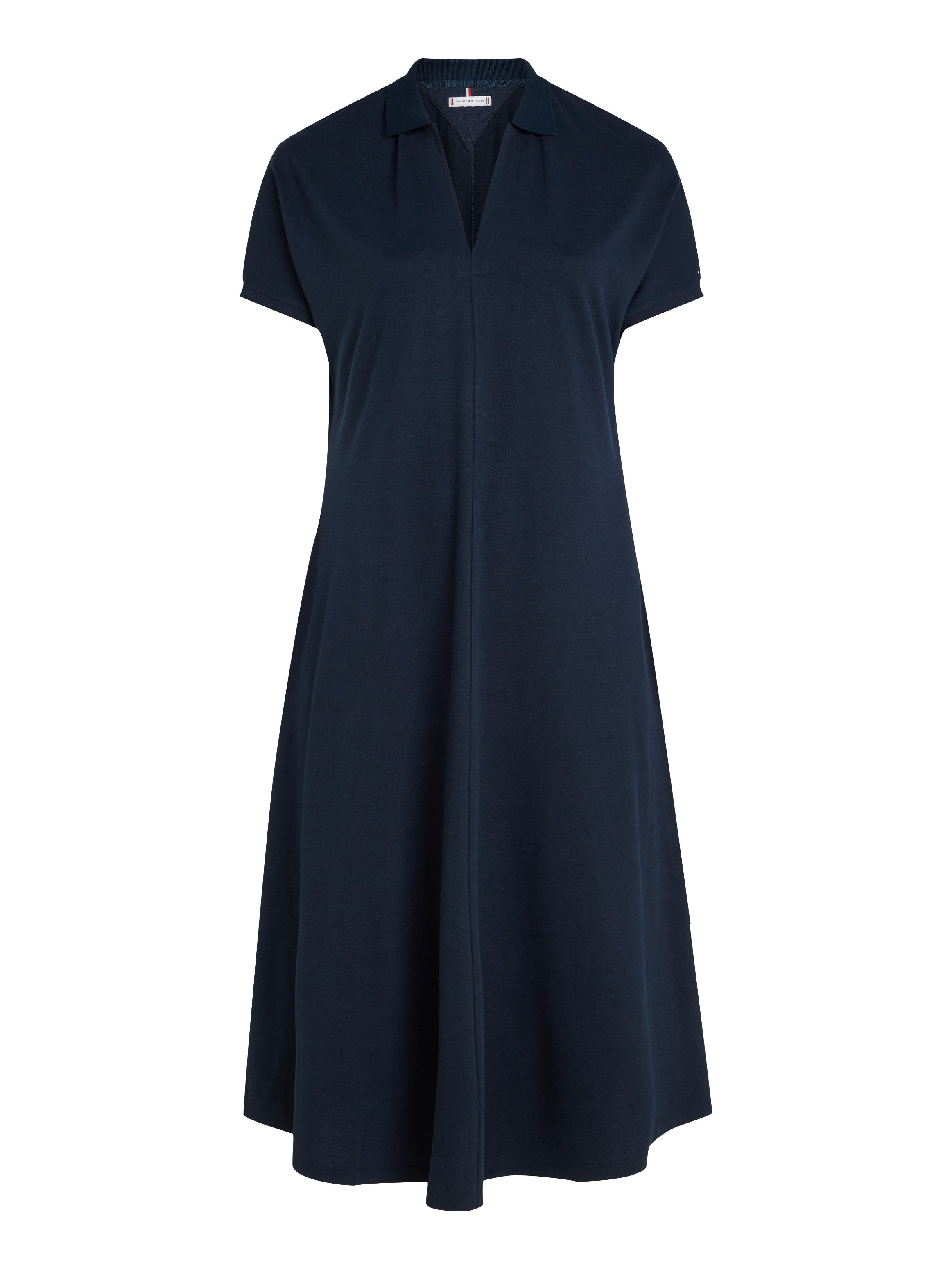 Tommy Hilfiger Curve Midi-jurk CRV LYOCELL OPEN-NK MIDI DRESS in grote maten, logoborduursel, v-hals
