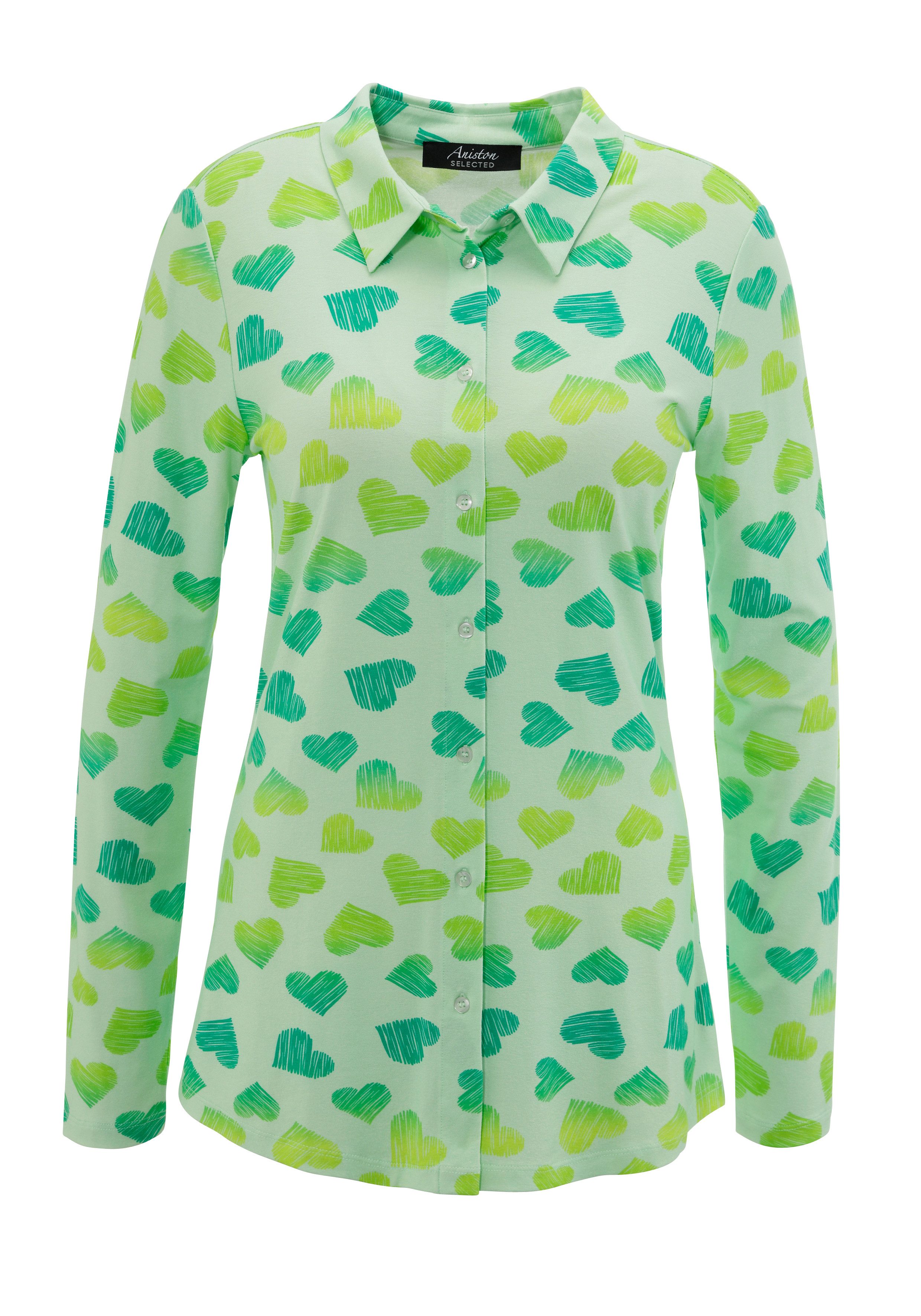 Aniston SELECTED Overhemdblouse met hartenprint allover - nieuwe collectie