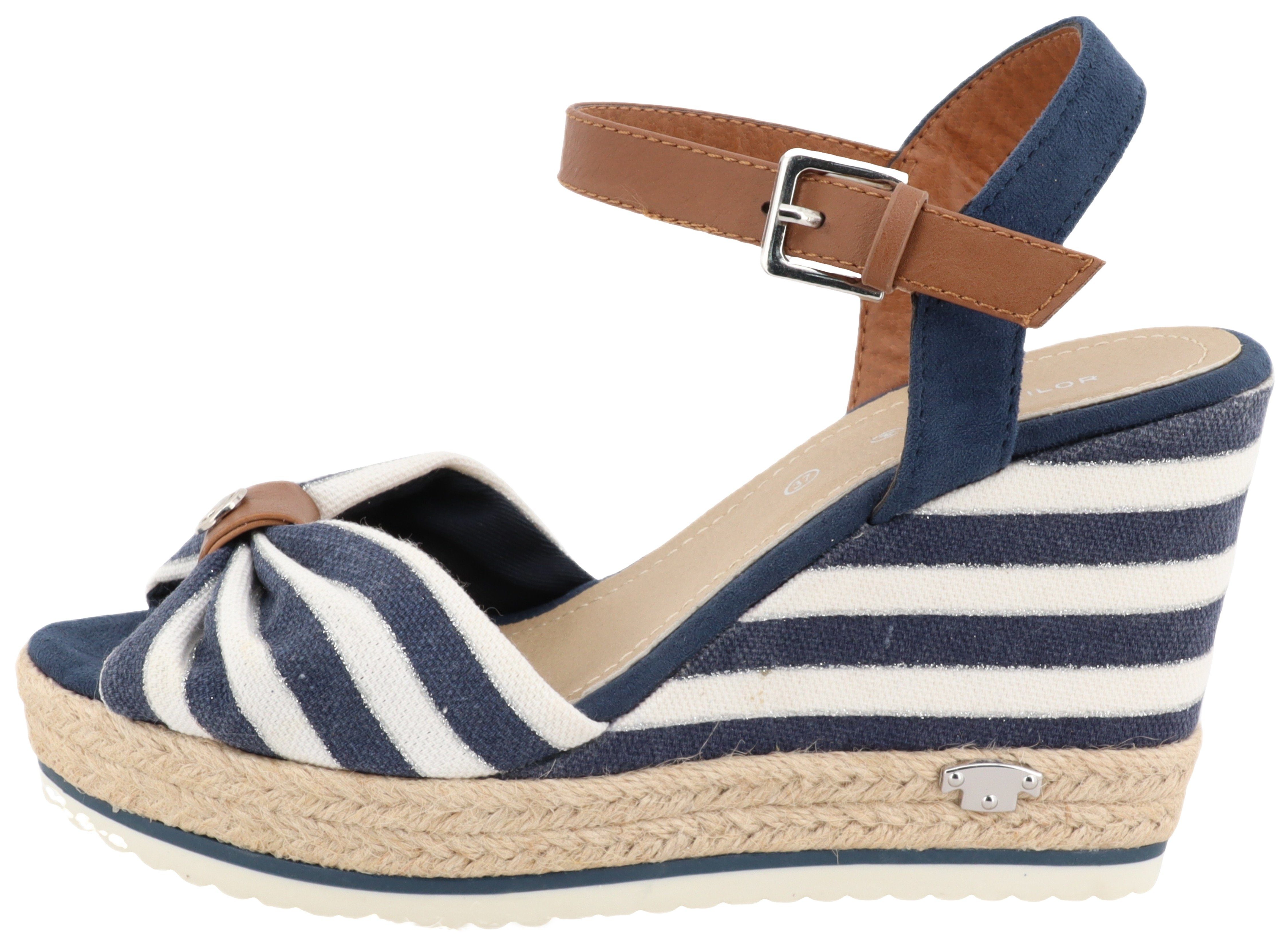 Tom Tailor Highheel sandaaltjes Valeria , zomerschoen, sandaal, sleehak, in streep-look
