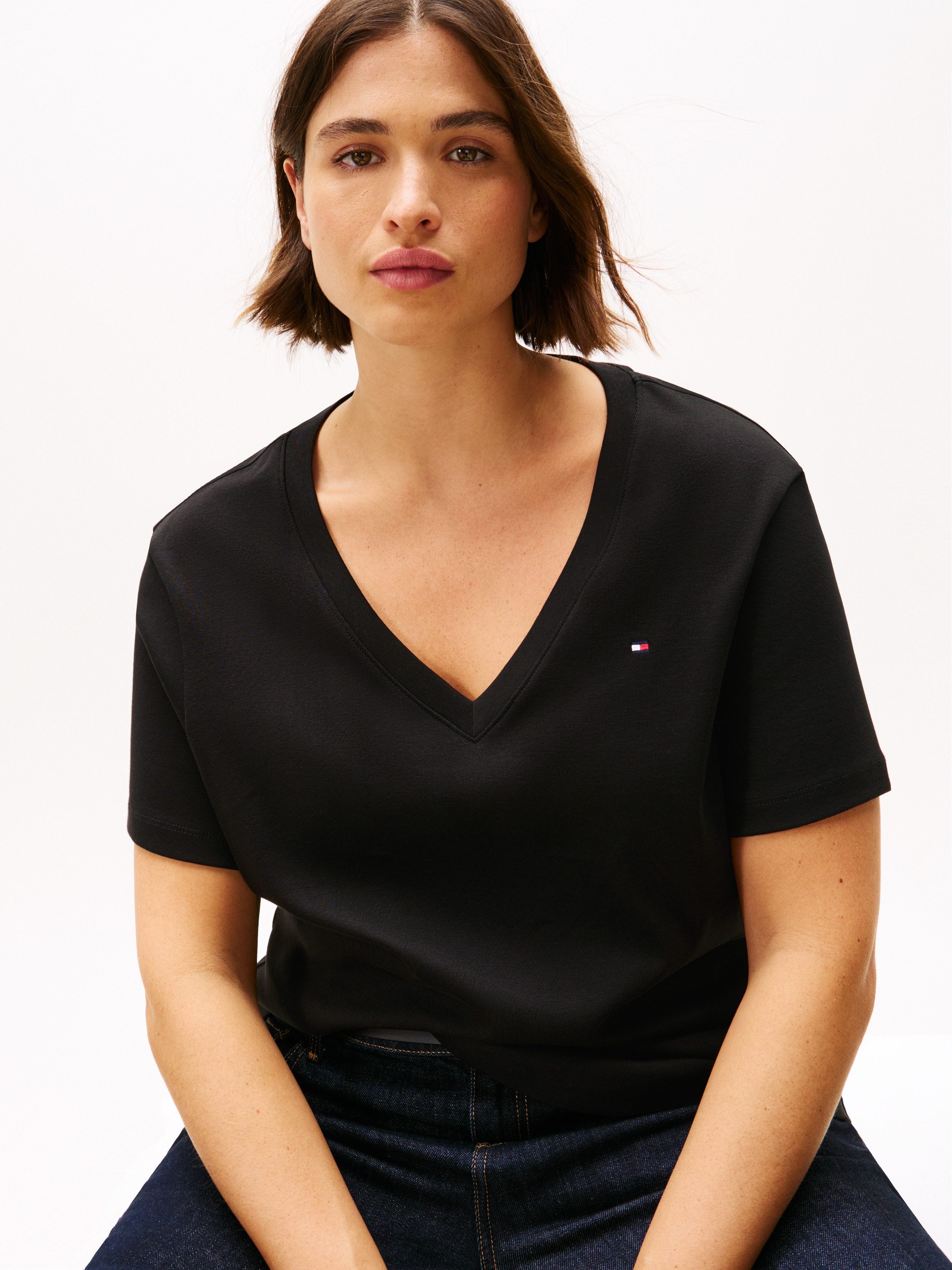 Tommy Hilfiger Curve Shirt met V-hals CRV SLIM CODY V-NK SS