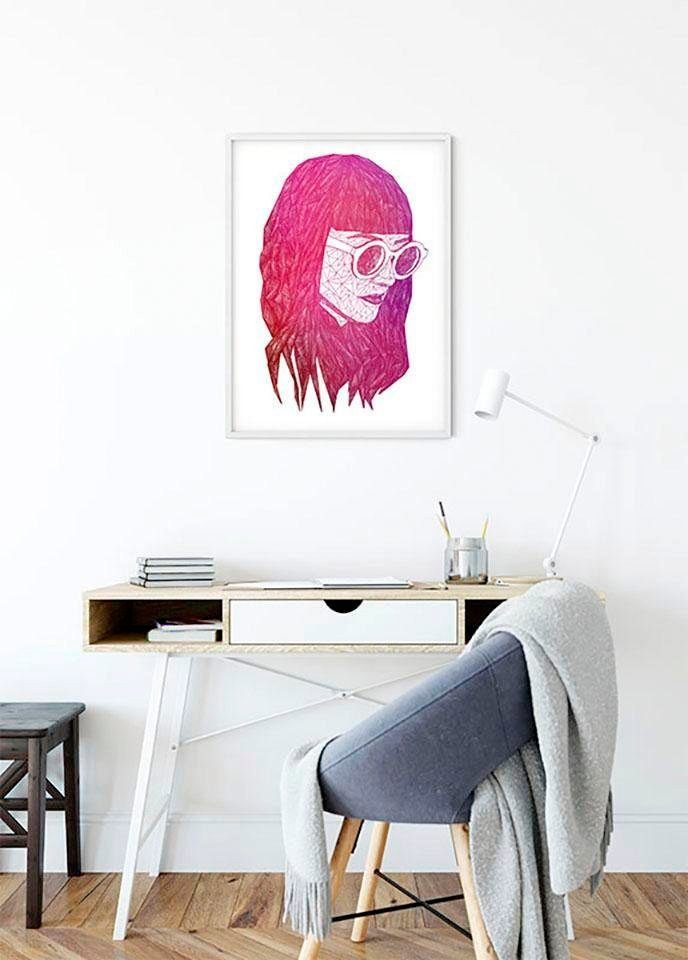 Komar Wanddecoratie Grid pink Wanddecoratie - zonder lijst (1 stuk)