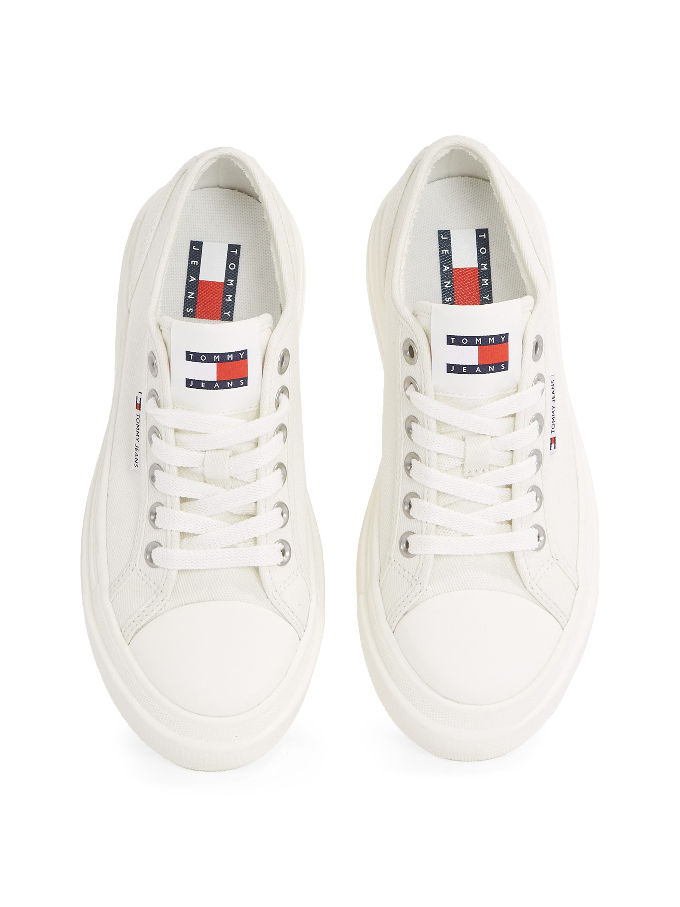 TOMMY JEANS Plateausneakers TJW FOXING FLATFORM LC , vrijetijdsschoen, halfschoen, veterschoen in jeans-look