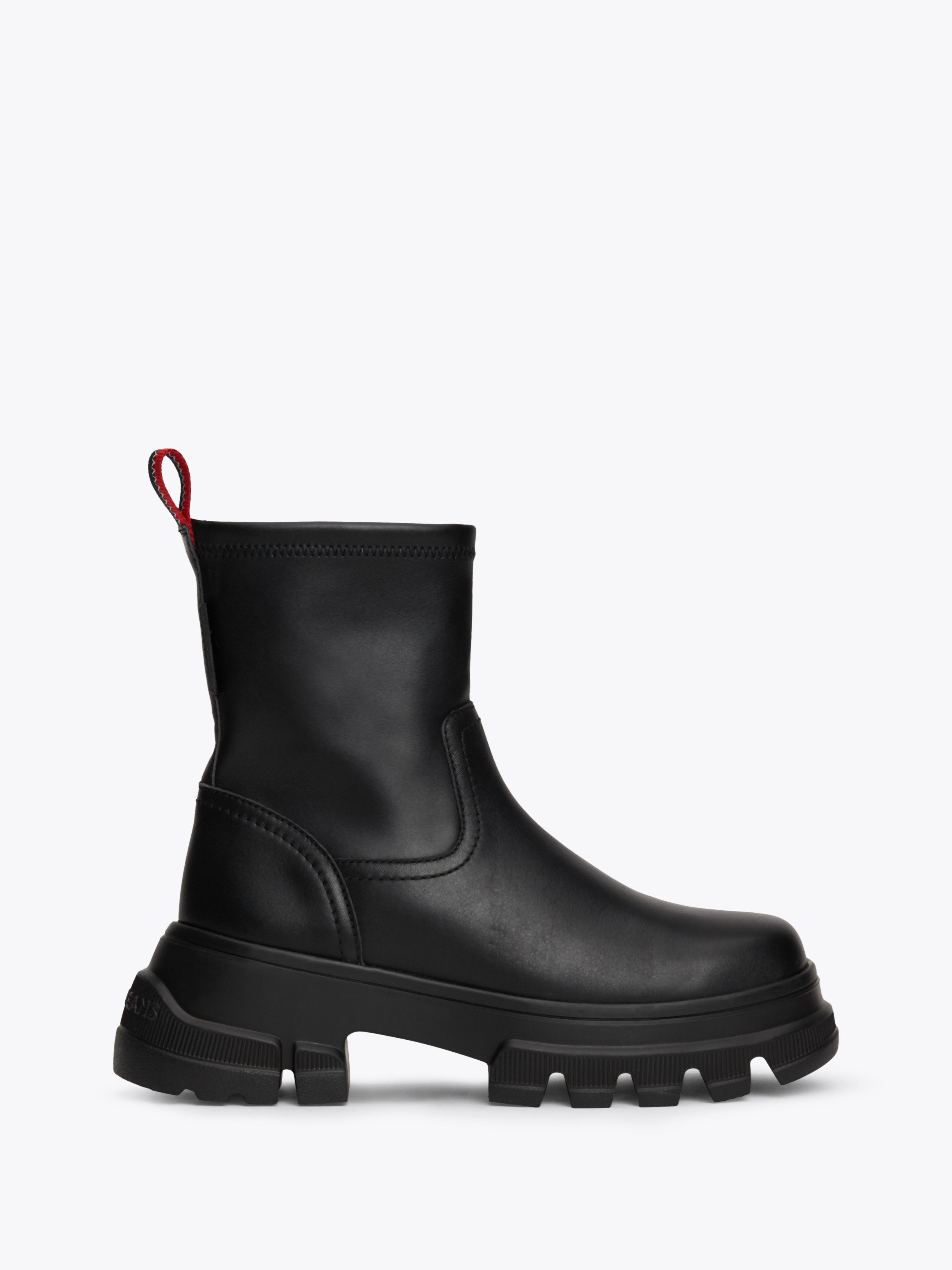 TOMMY JEANS Laarsjes TJW CHUNKY CHELSEA BOOT MIX MAT blokhak, plateau, instap laarzen, combat-boots met label