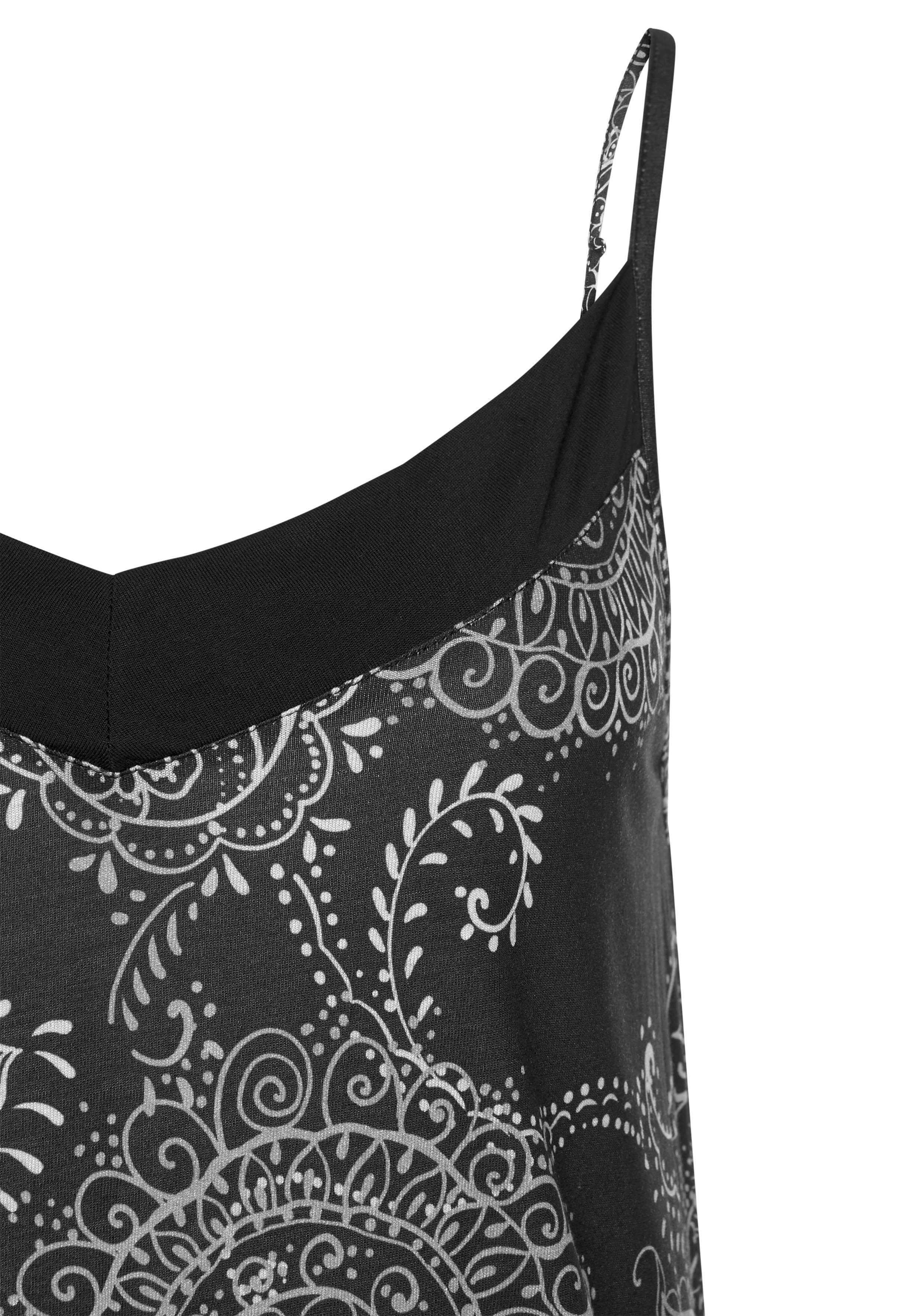 Vivance Dreams Negligé zwart-wit paisleydessin