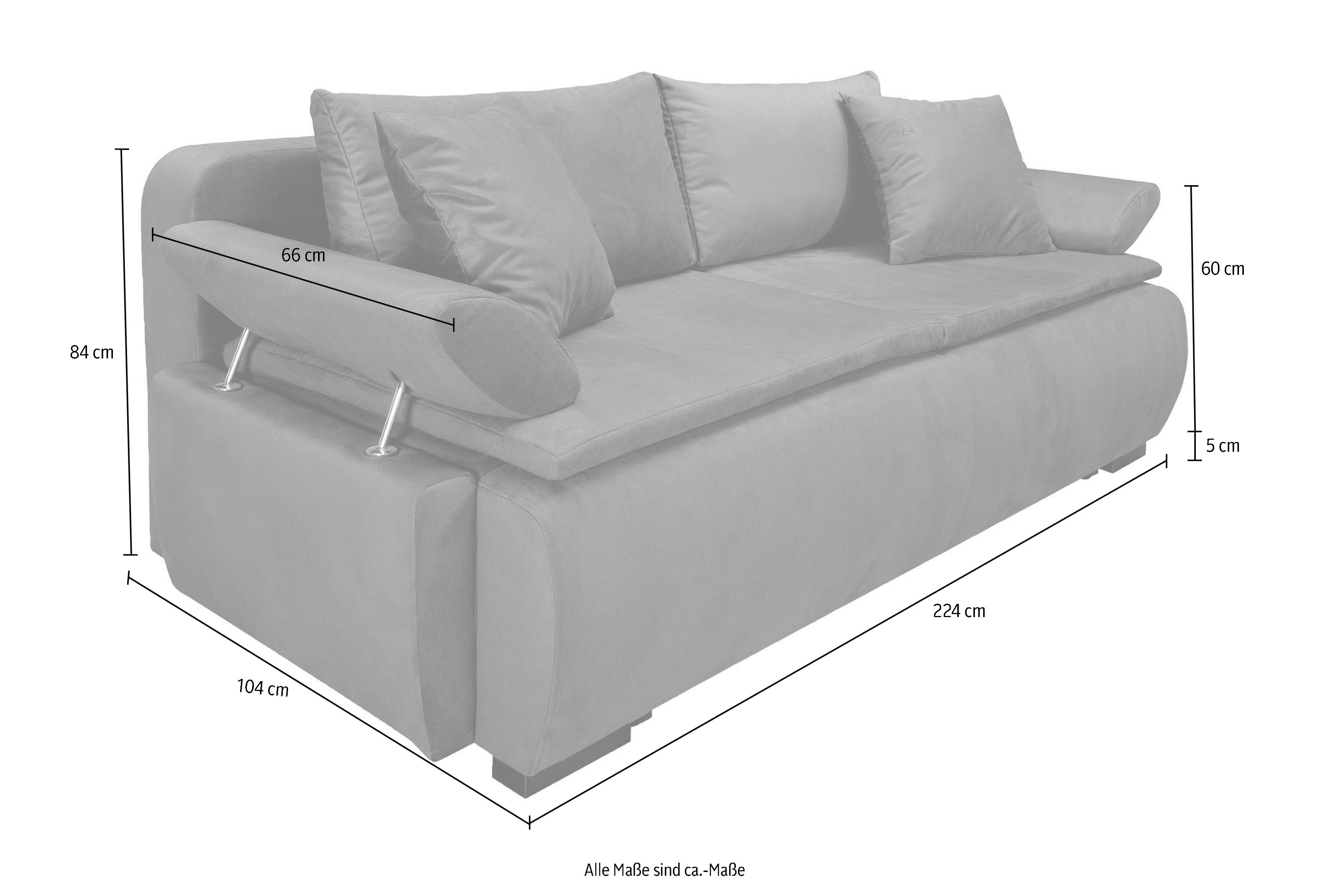 INOSIGN Slaapbank Romeo met boxspringopbouw, slaapfunctie & bedkist, bank met bedfunctie