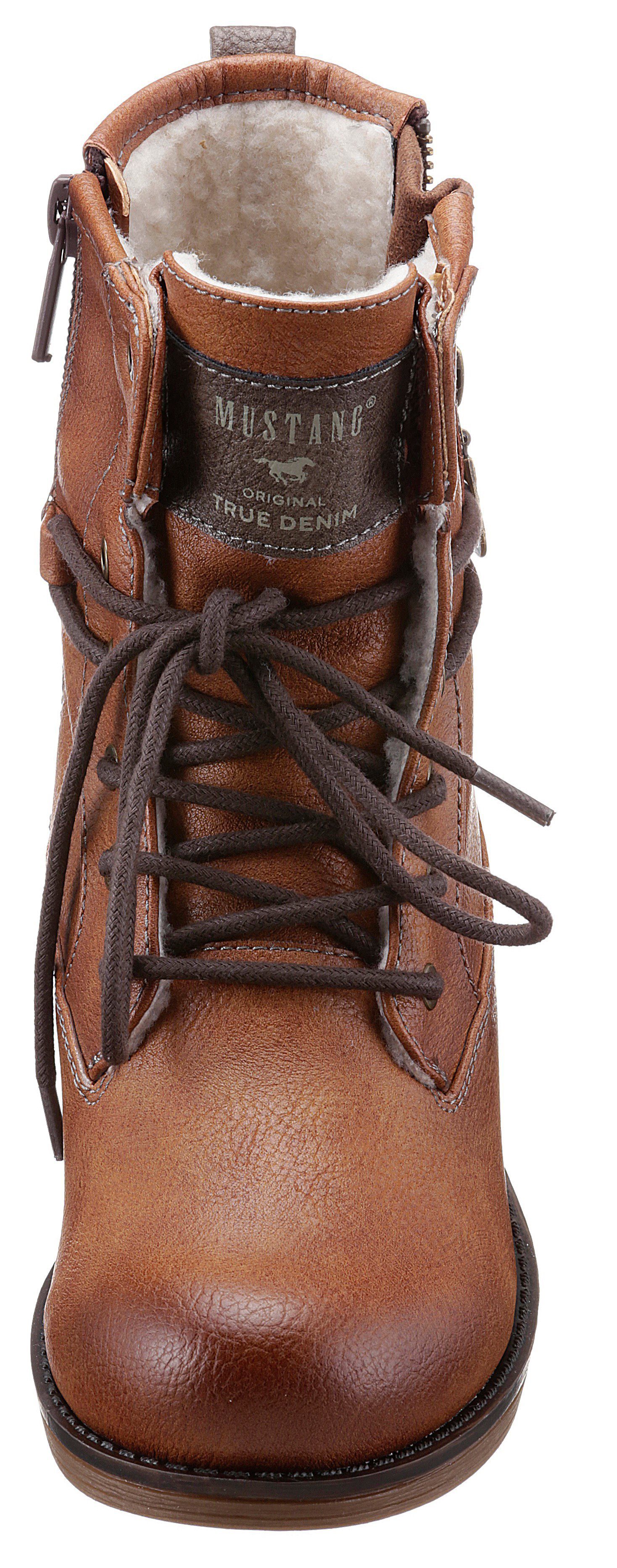 Mustang Shoes Winterlaarzen lace-up boots, ankle boots, block heel, with zipper