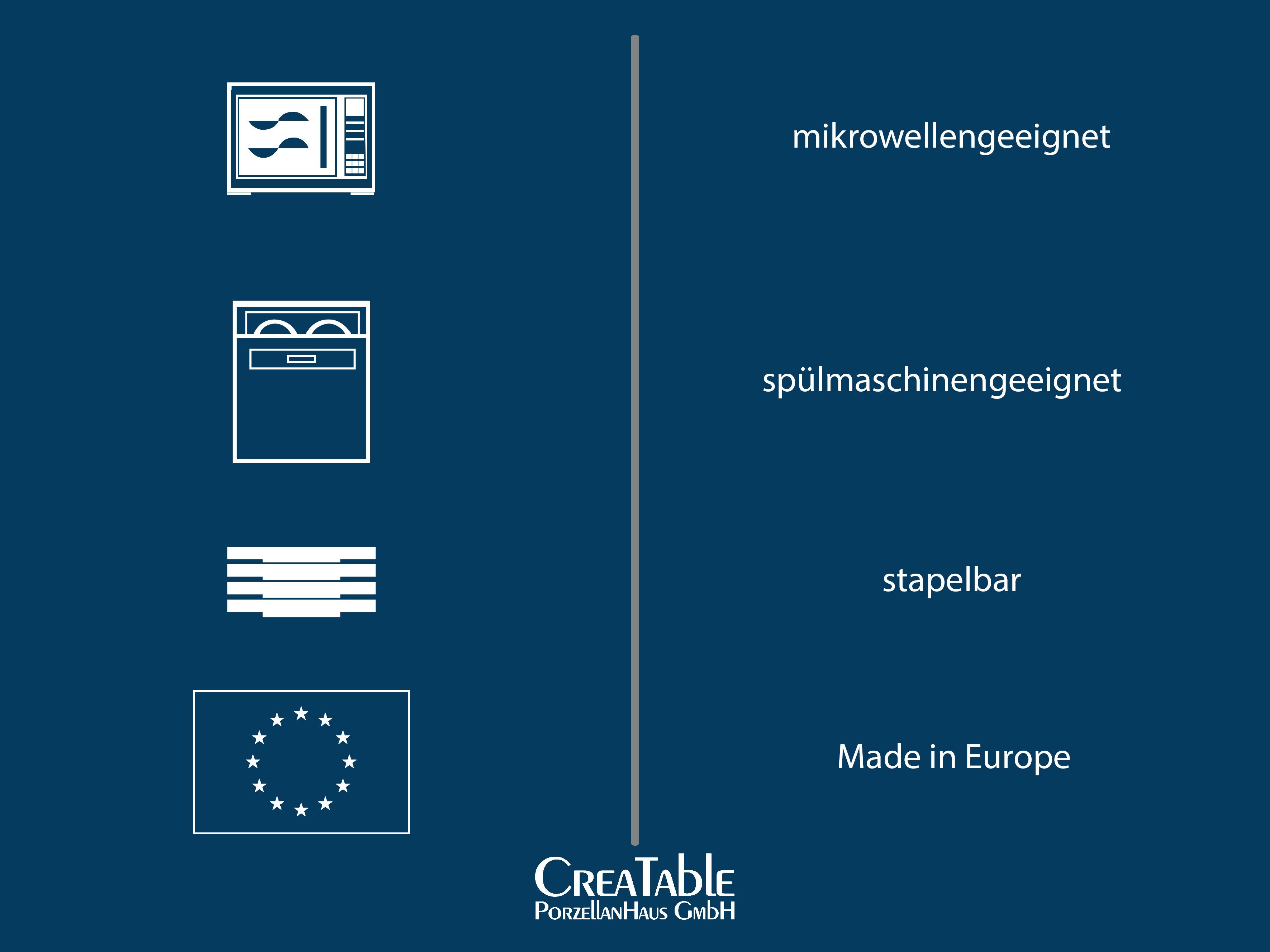 CreaTable Combi-servies Servies-set Arianne Servies, wit, klassiek, 61 delen, voor 8 personen (set, 61-delig)