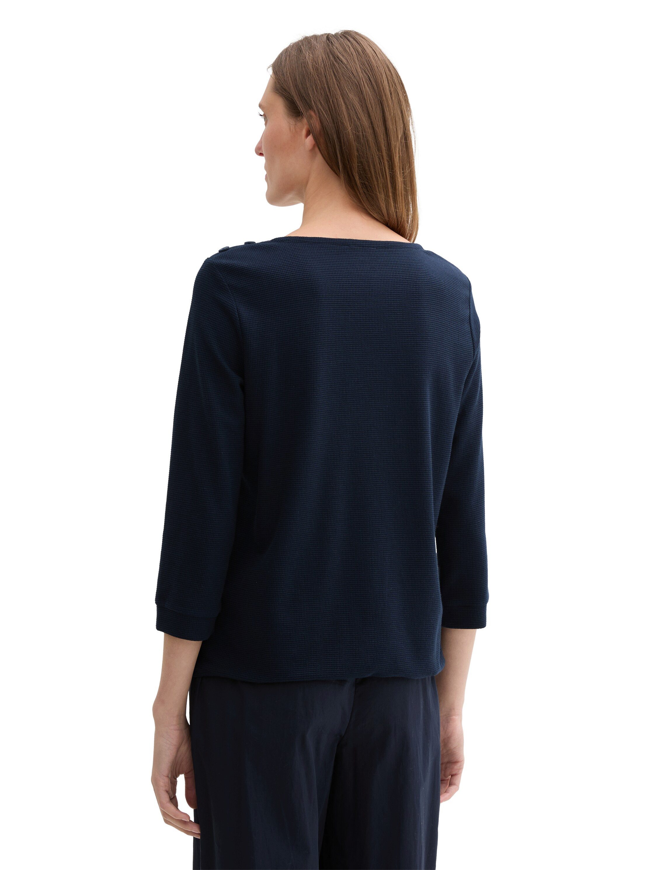Tom Tailor Shirt met 3/4 mouwen met een rijgkoord bij de zoom