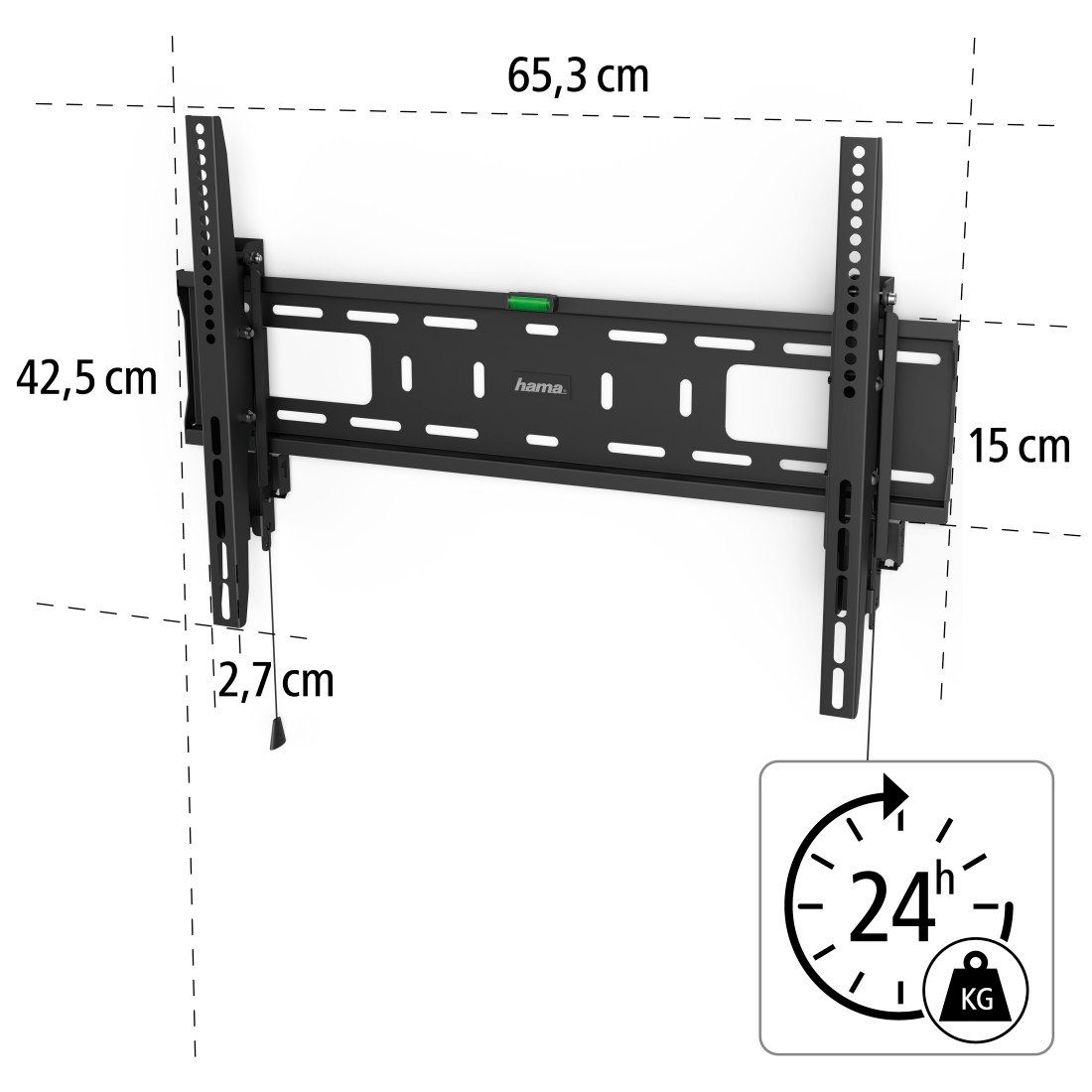 Hama Tv-wandhouder Tot 50kg, stijf, diefstalbeveiliging, 94-229cm (37"-90"), 43", 50", 55", 65", 75"