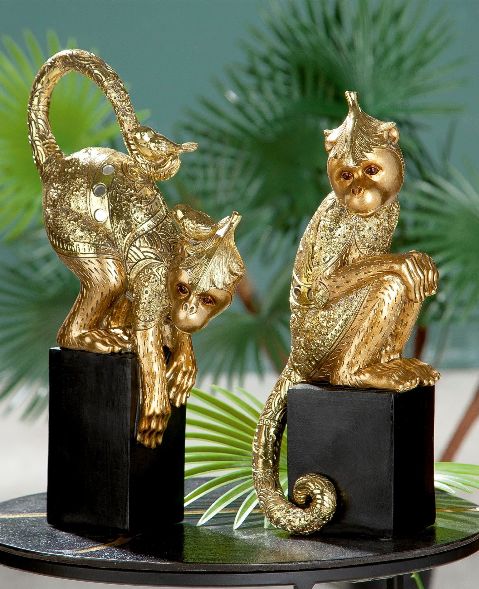 GILDE Dierfiguur Figuur Aapje (1 stuk) beelden & sculpturen goud(kleur)