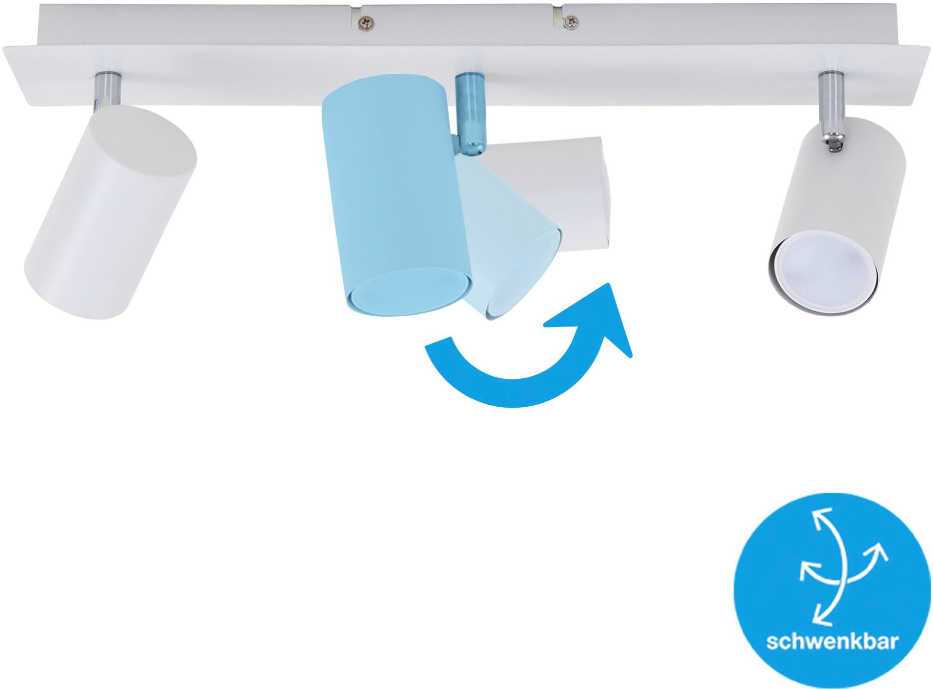 Briloner Leuchten Ledplafondspots 2857036 Run Plafondlamp, 45x8x12,3 cm, wit, max. 40W, GU10, woonkamer, gang, kantoor