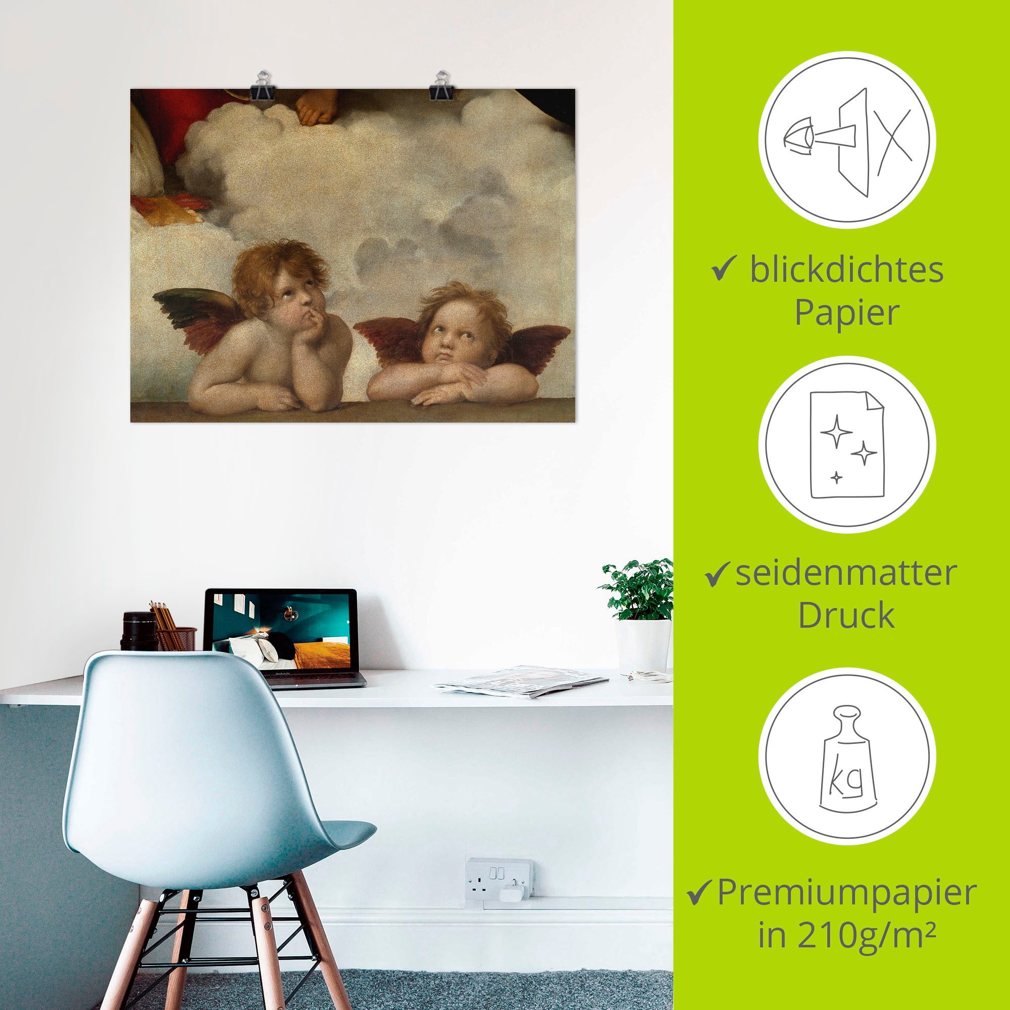 Artland Artprint Detail van de Sixtijnse Madonna. als artprint op linnen, poster, muursticker in verschillende maten