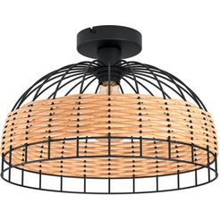 eglo plafondlamp anwick zwart - oe38 x h26,5 cm - excl. 1x e27 (elk max. 60 w) - plafondlamp - vintage - retro - hout gevlochten - design - lamp - lamp voor de woonkamer - slaapkamerlamp - vloerlamp zwart