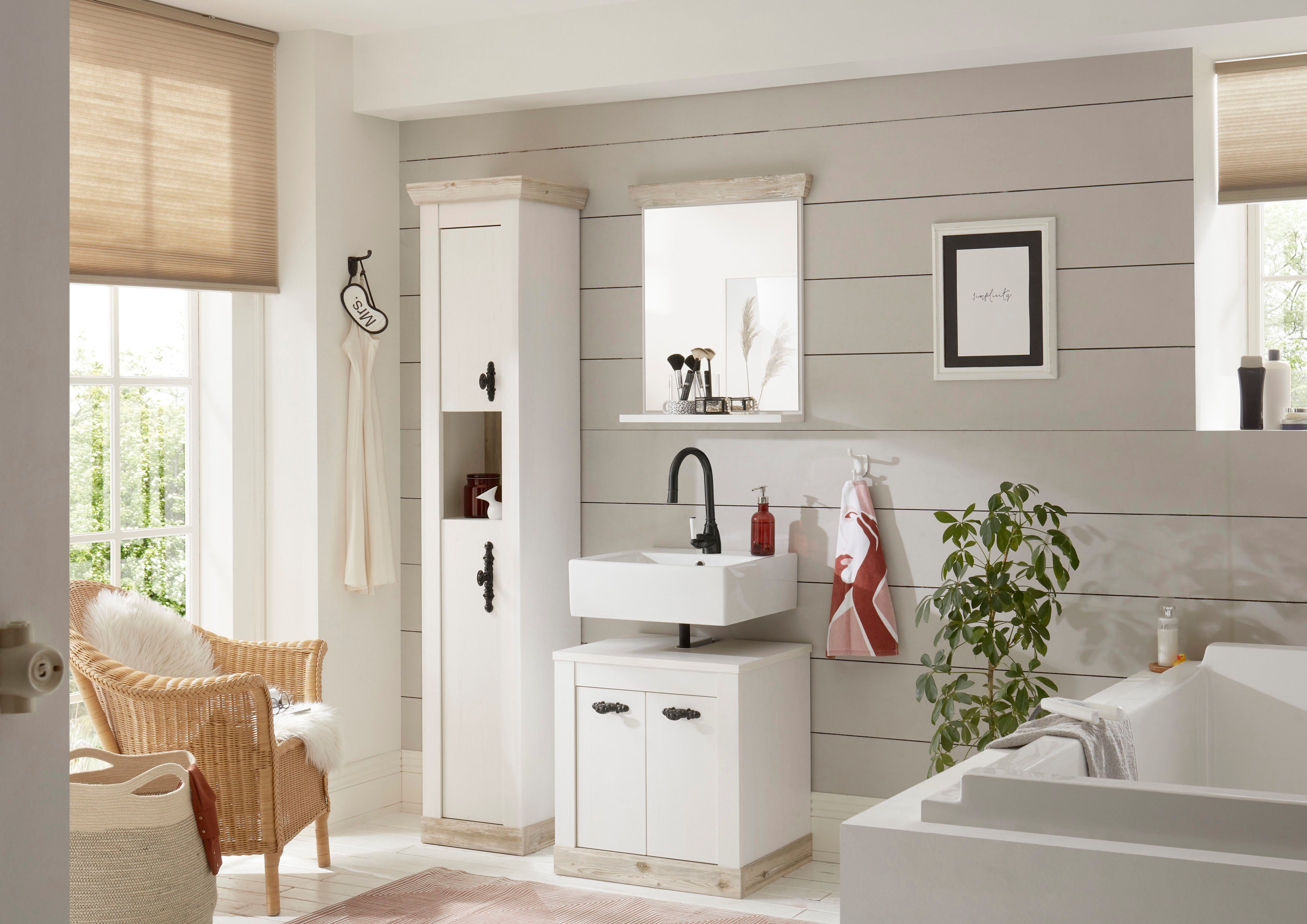 Home affaire Badkamerserie Florenz, badkamer in landhuisstijl, 3-delig badkamer (3-delig)