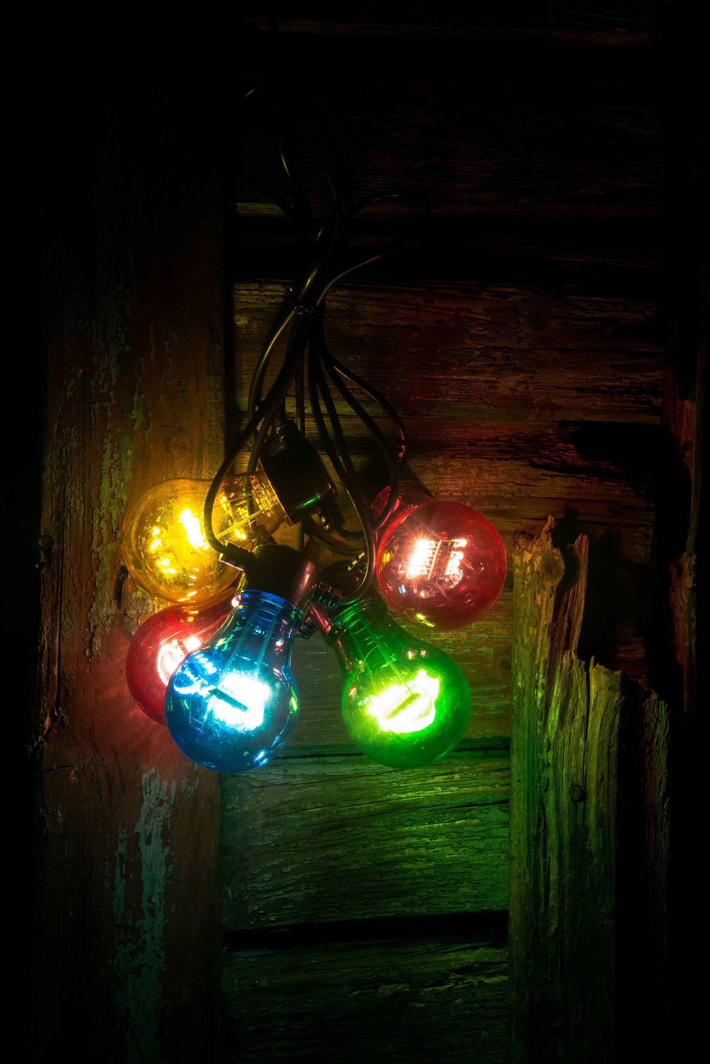 KONSTSMIDE Led-lichtsnoer Feestverlichting Led biertuinverlichting, 5 veelkleurige lampen / 40 warmwitte dioden (1 stuk)