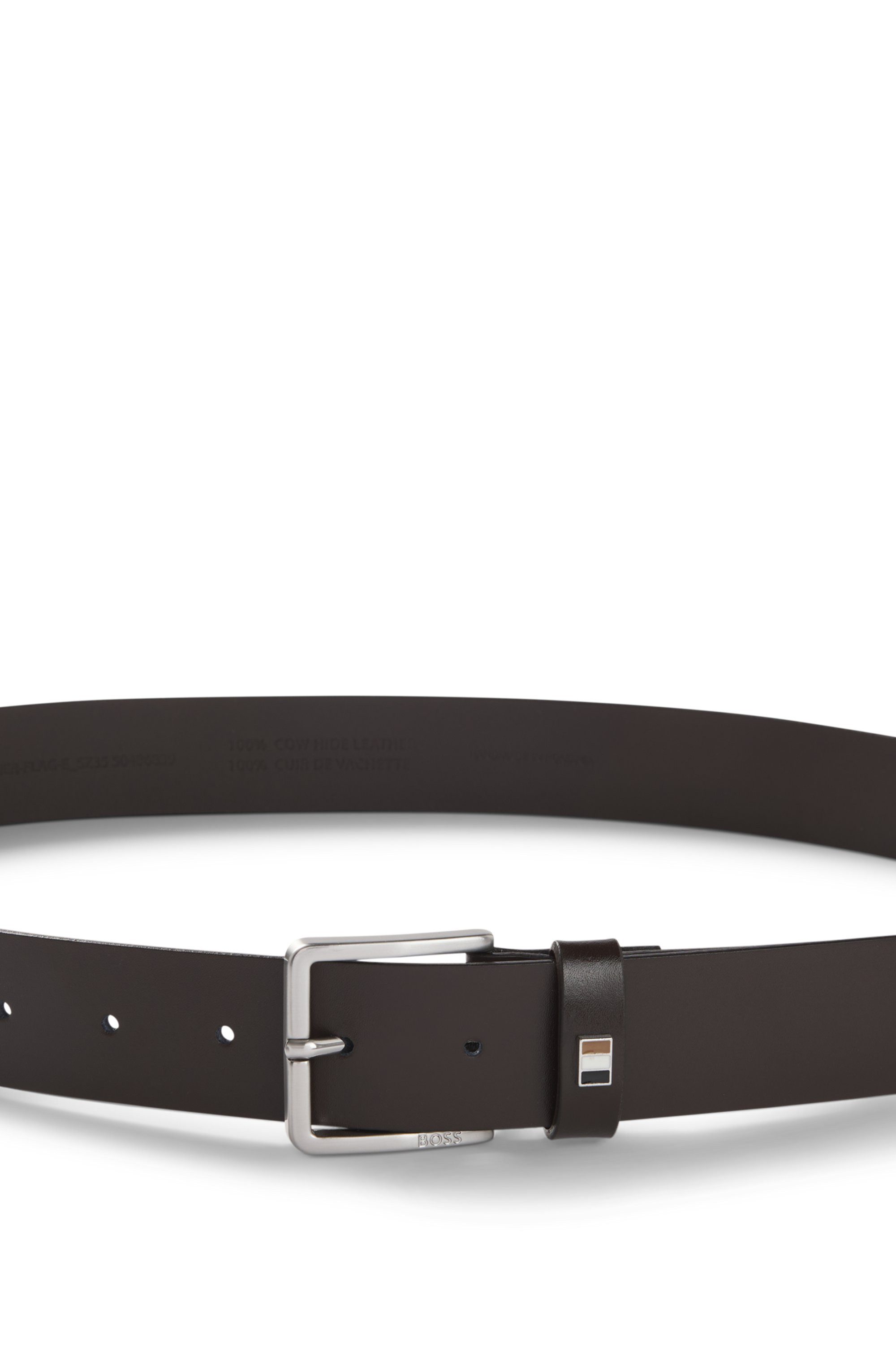 Boss Leren riem Ther-Flag-E_Sz35 met stijlvolle merkdetaillering