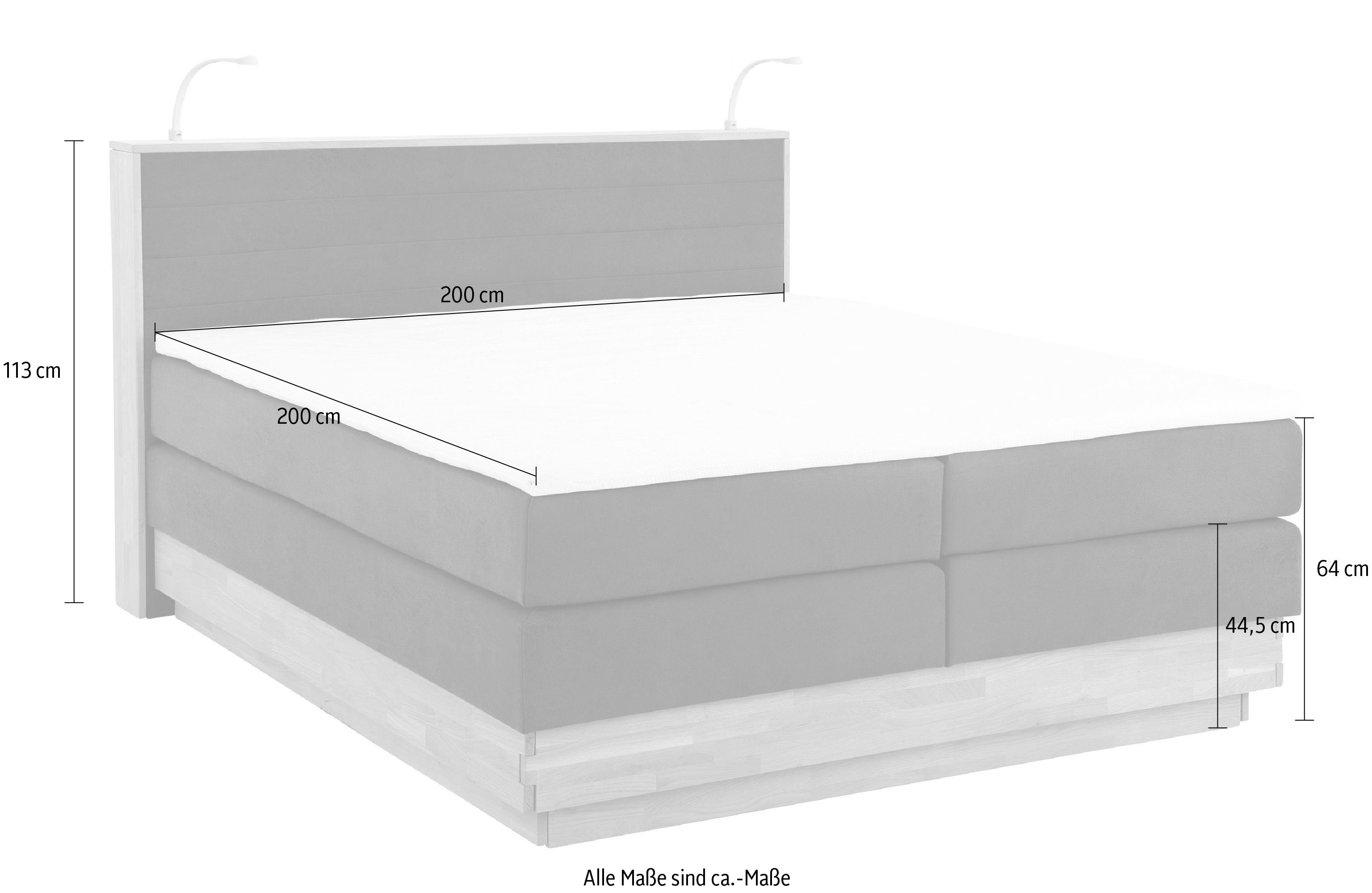 Home affaire Boxspring Cavan Eiken, met bedkist & topmatras, verschillende hardheden (ook H4)
