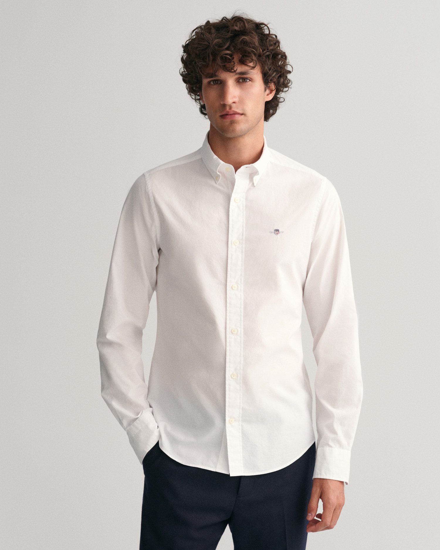 Gant Overhemd met lange mouwen Slim fit poplin overhemd licht slijtvast easy care