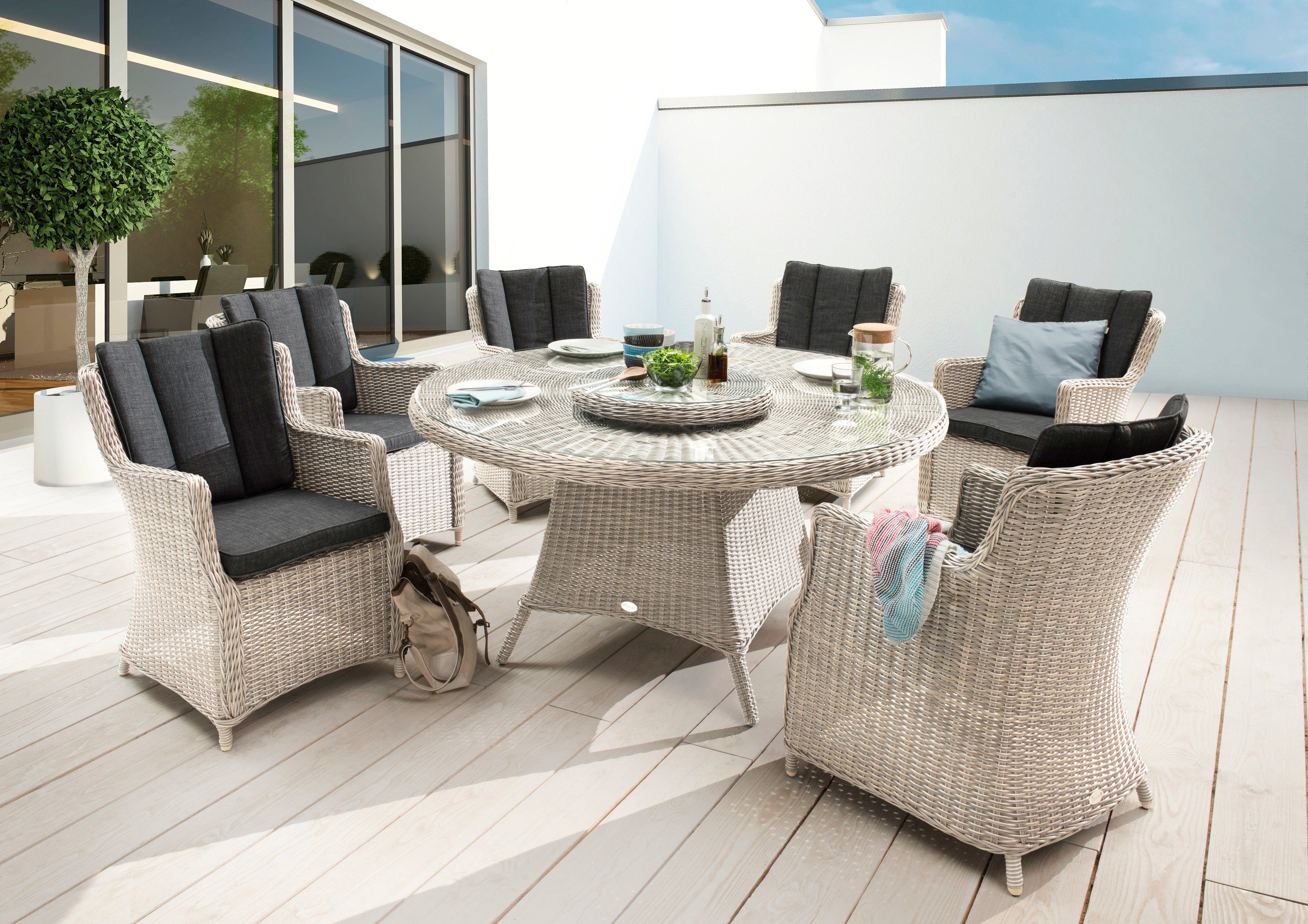 Destiny Tuin-eethoek Luna Aluminium, polyrotan (set, 19-delig)