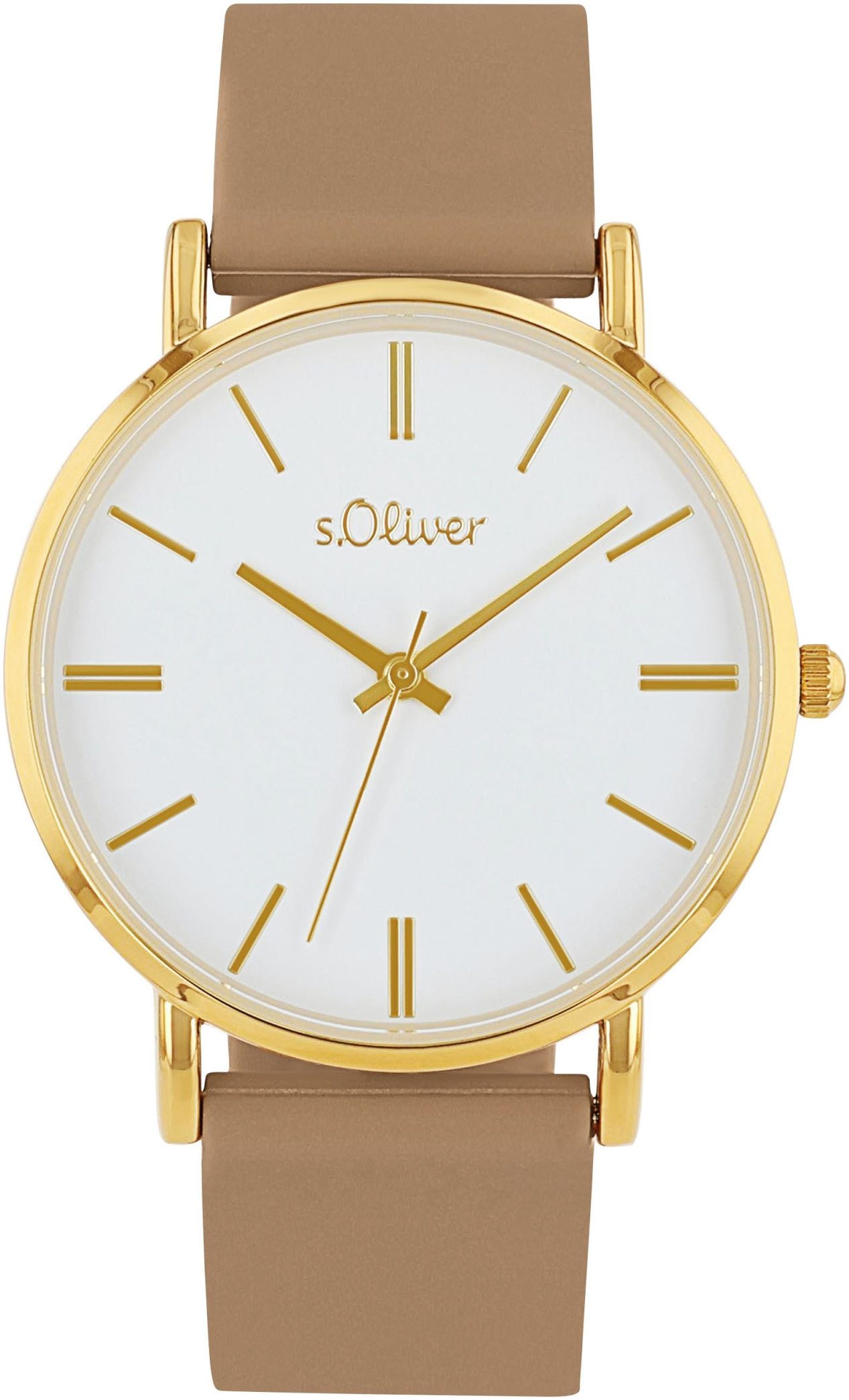 s.Oliver Kwartshorloge Horloge, dameshorloge, analoog, siliconen band