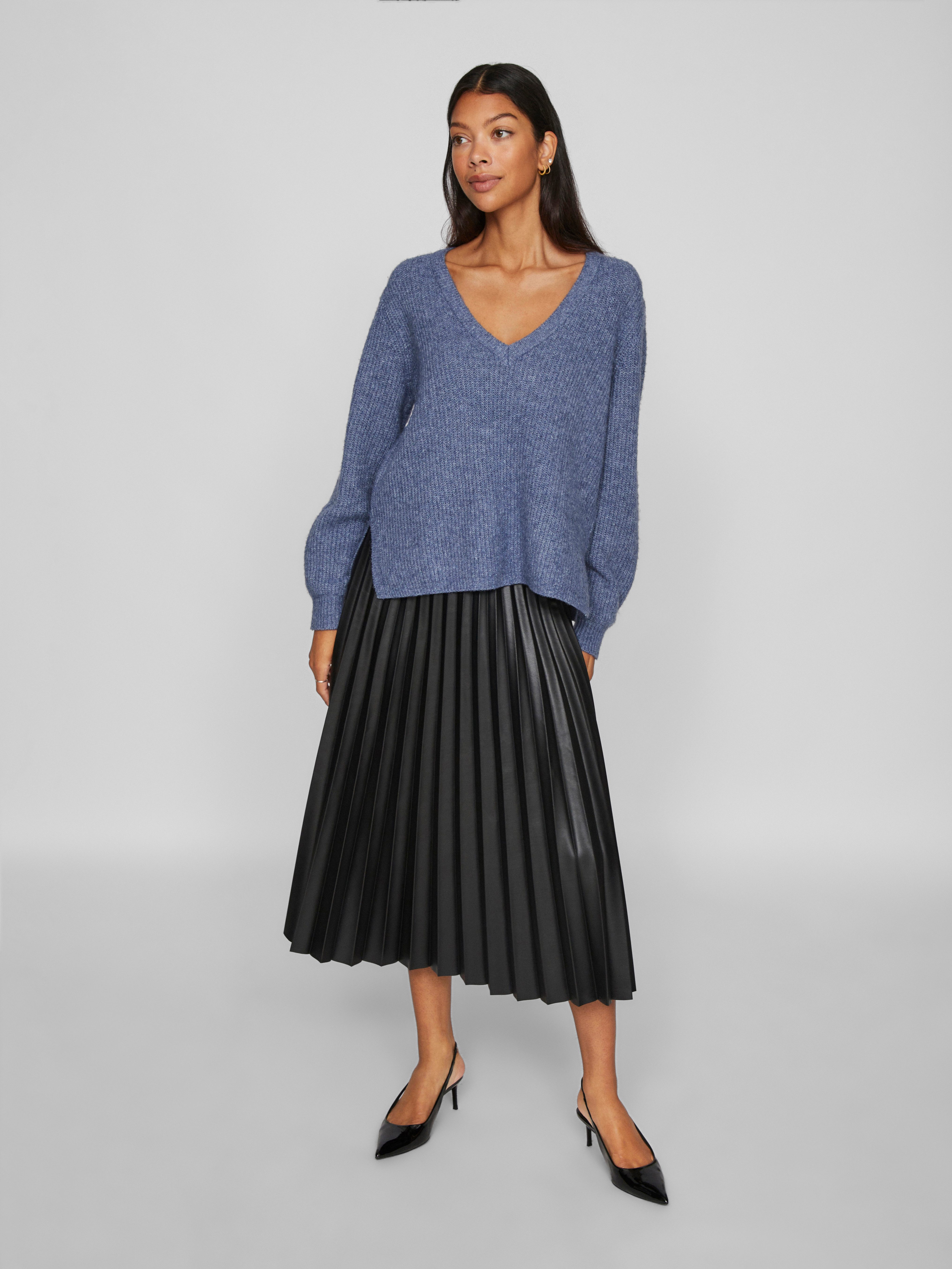 Vila Trui met V-hals VIBELUNA V-NECK REV L/S KNIT TOP - NOOS