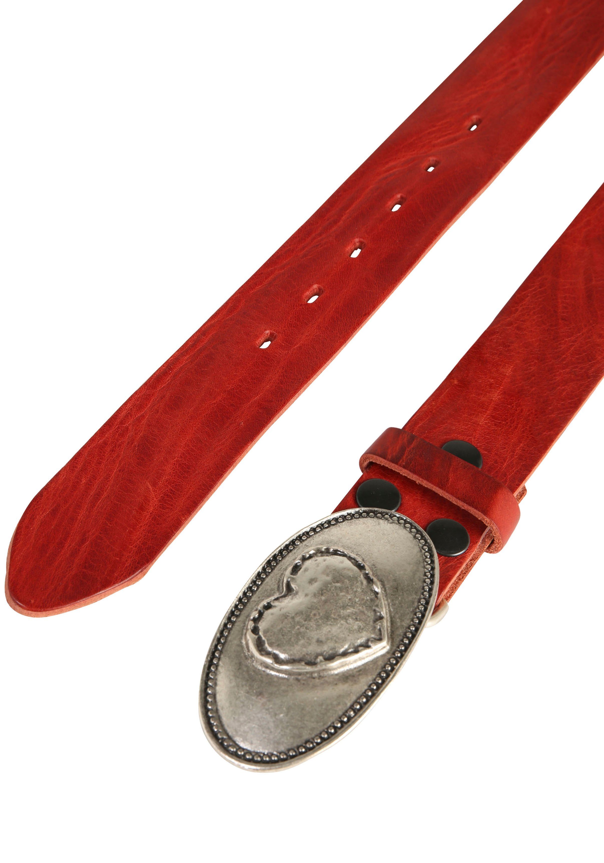 RETTUNGSRING by showroom 019° Leren riem met verwisselbare sluiting "hart ovaal"