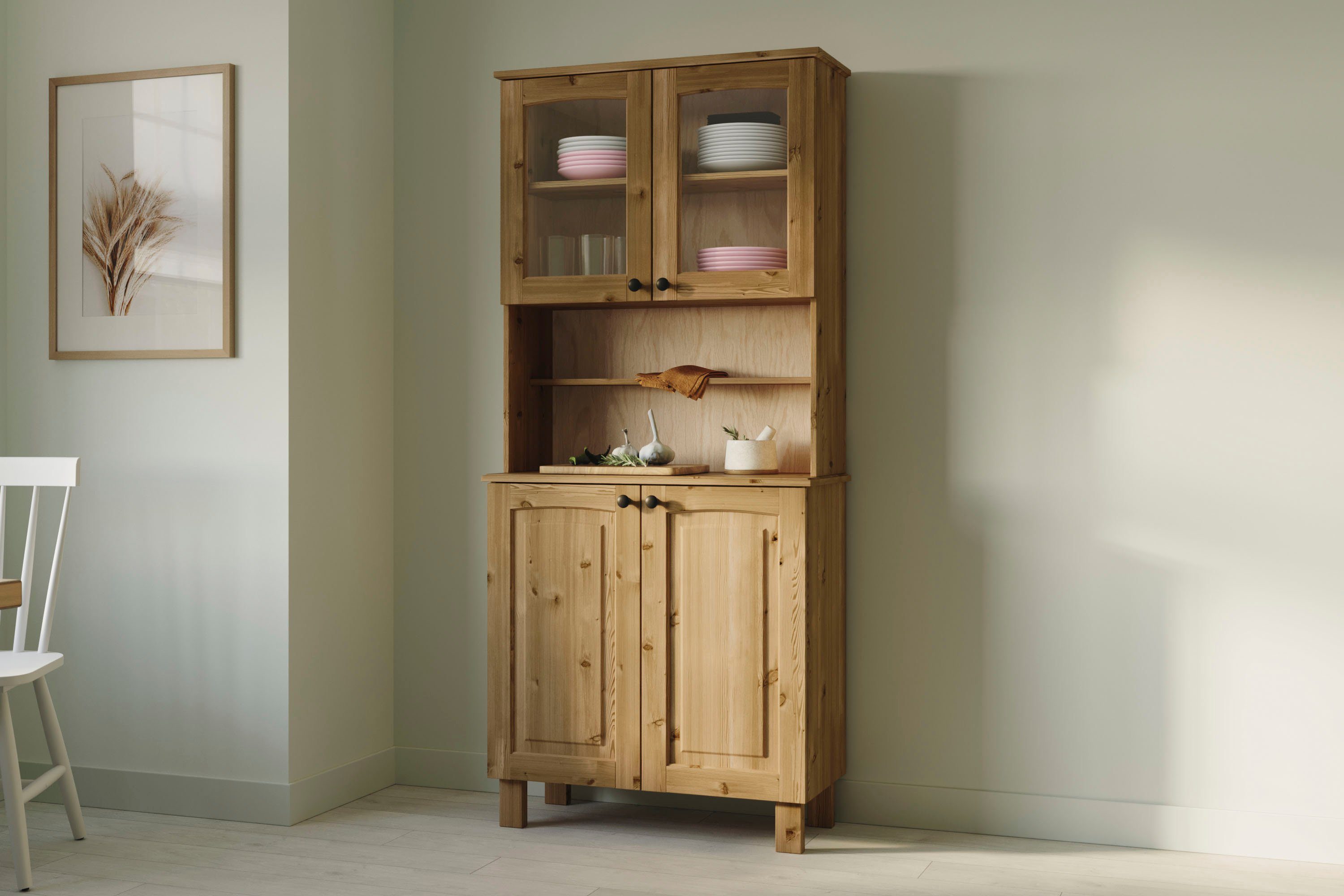 Kochstation Keukenbuffet KS-Osby Massief grenen, breedte 81 cm, 4 deuren (1 stuk)