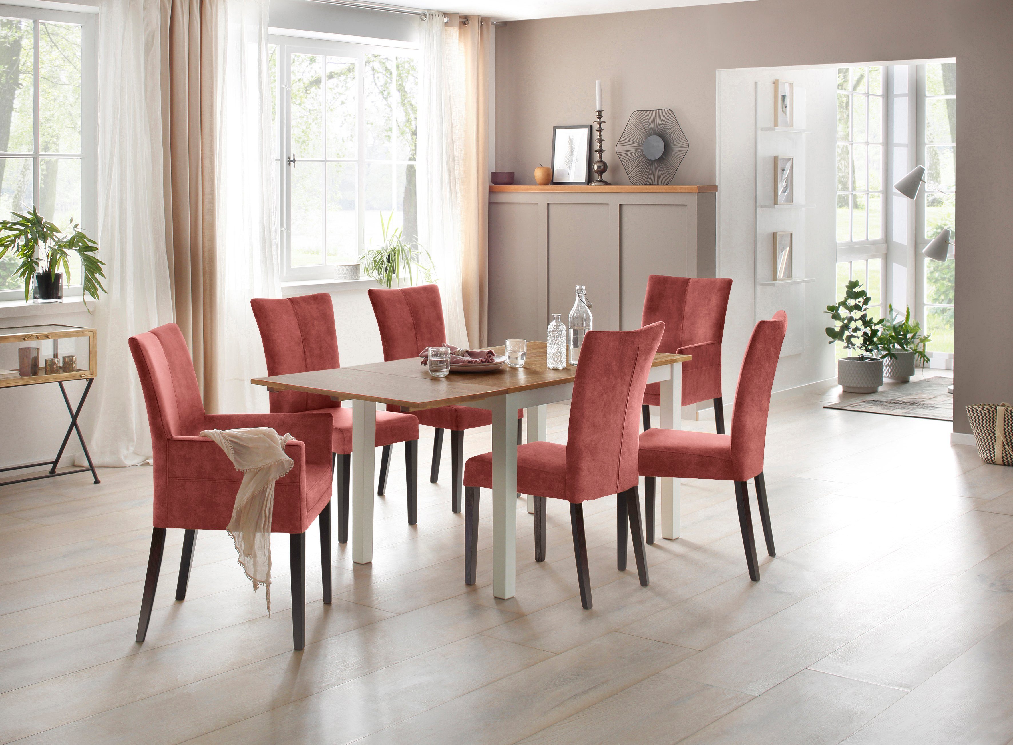 Home affaire Stoel met 4 poten Aspen Poten van massief beuken, wengékleurig gelakt (set, 2 stuks)