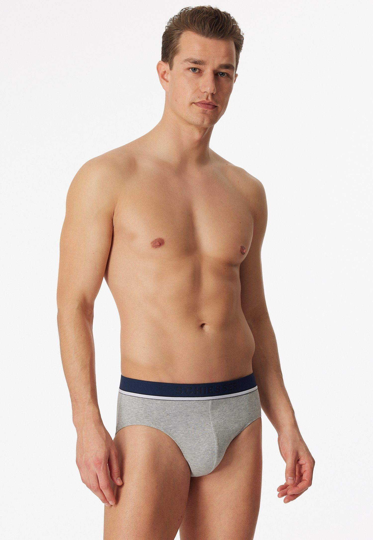Schiesser Rio-slip 95/5 met sportieve logo-webgummiband met smalle witte aanzet (3 stuks)