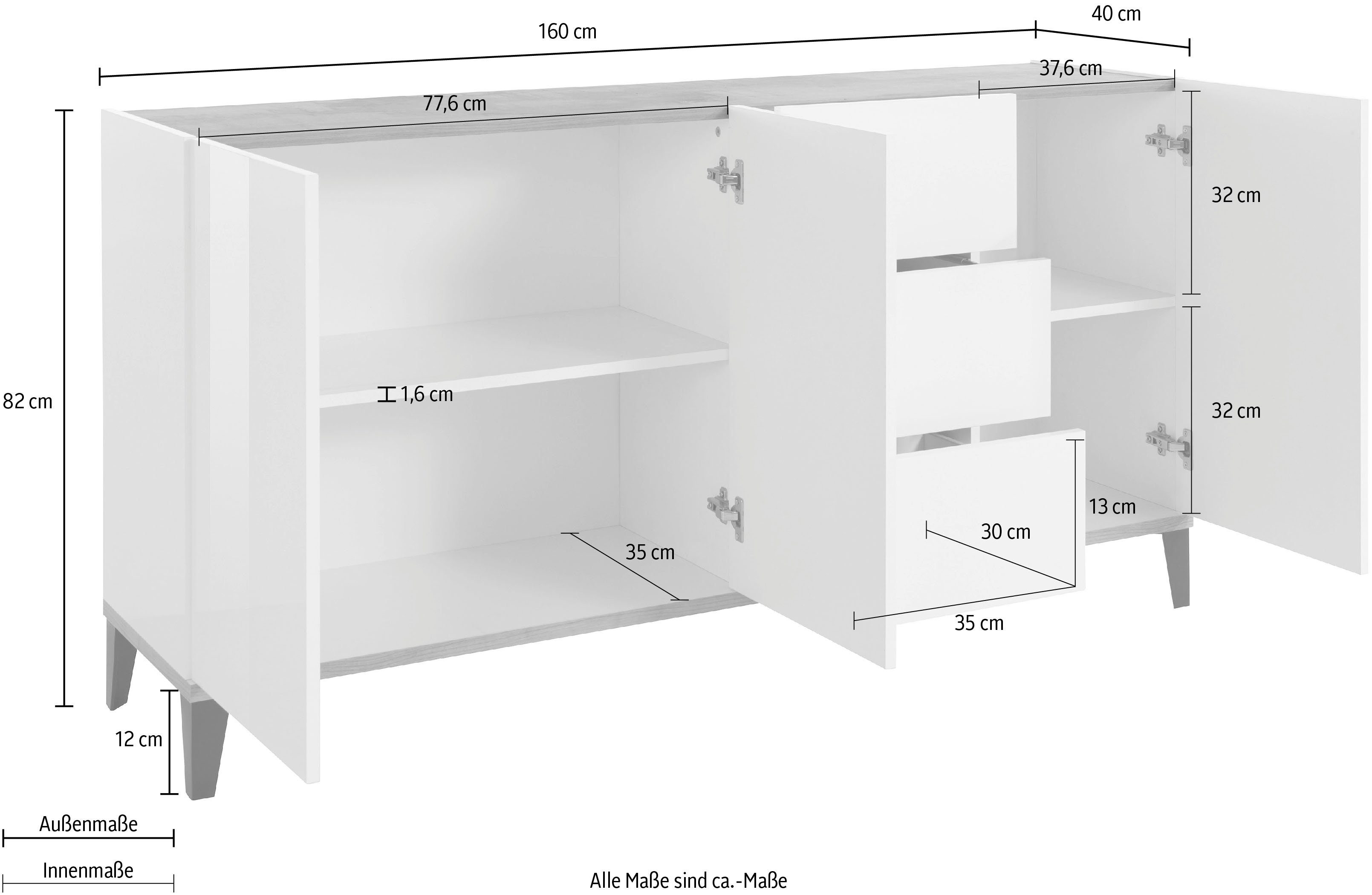 INOSIGN Dressoir SUNRISE Breedte 160 cm