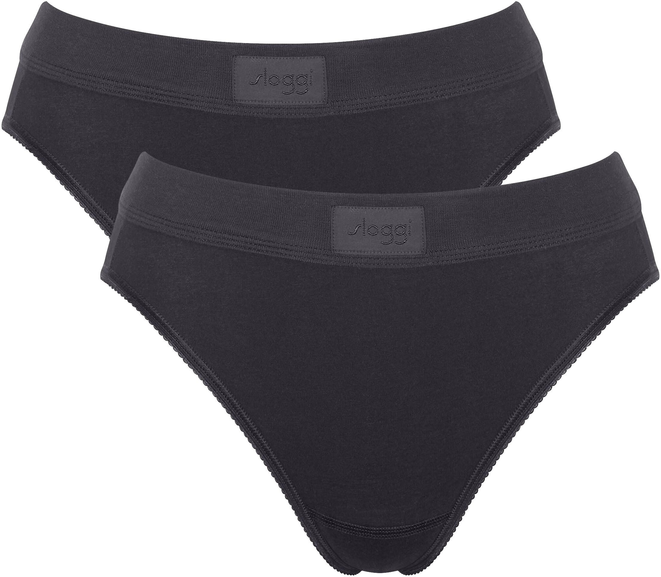 Sloggi Slip Double Comfort T Tai 2P met elastische taillebandafsluiting (2 stuks, Set van 2) dames slips maat 46 zwart