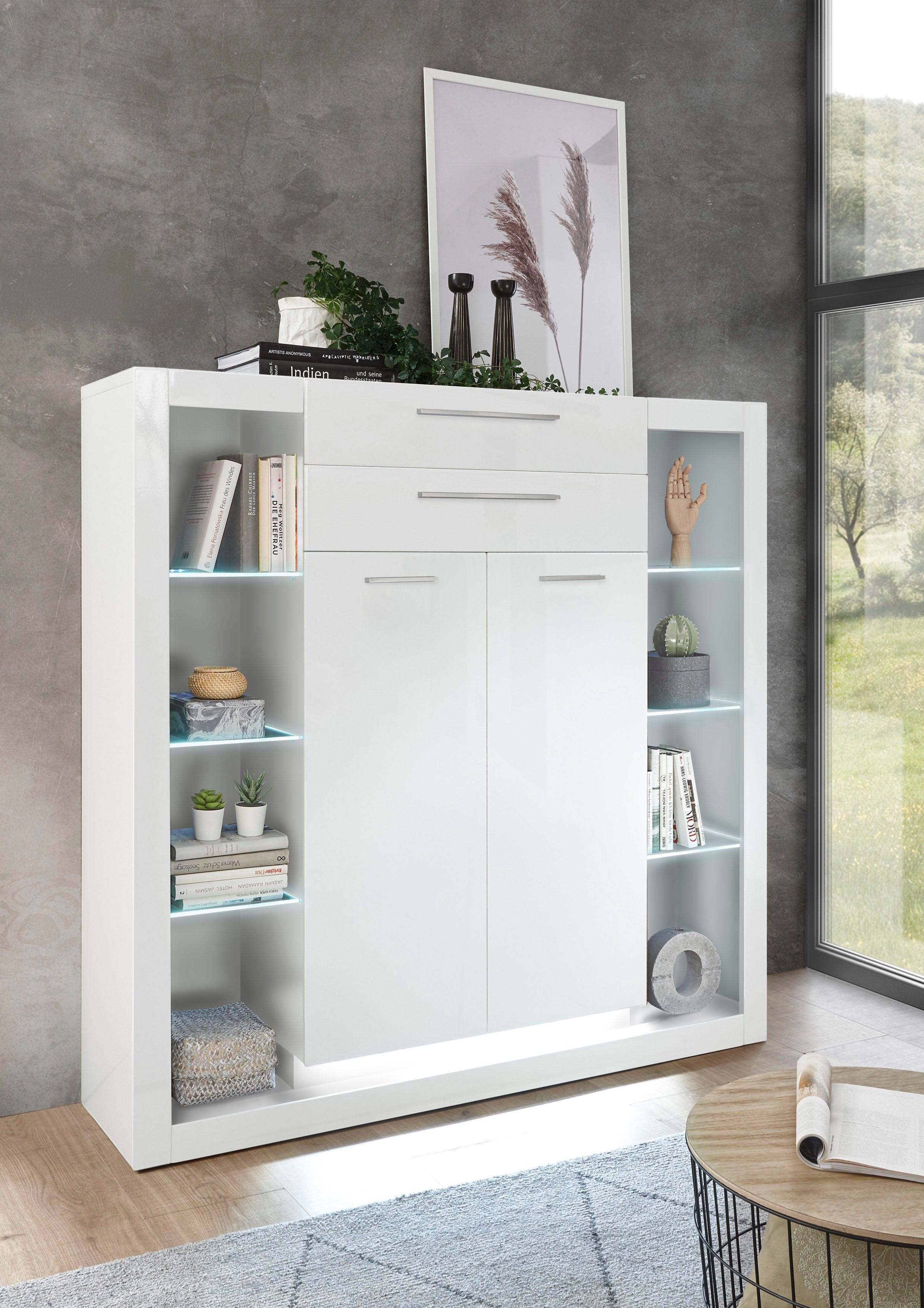 Places of Style Highboard MERAN Hoogte ca. 139 cm