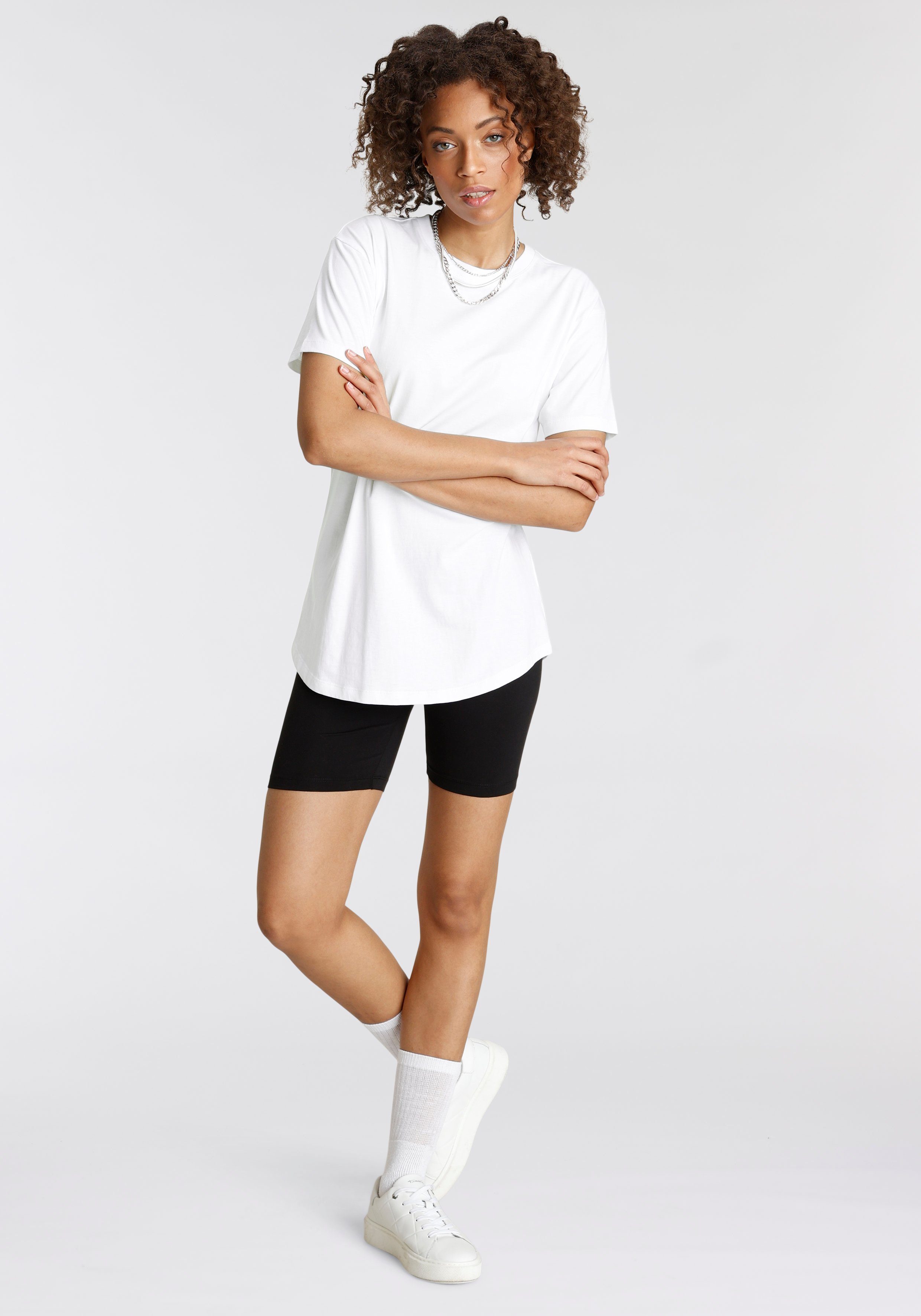 Tamaris Oversized shirt Korte mouwen, wijde snit, basic-stijl, ronde hals