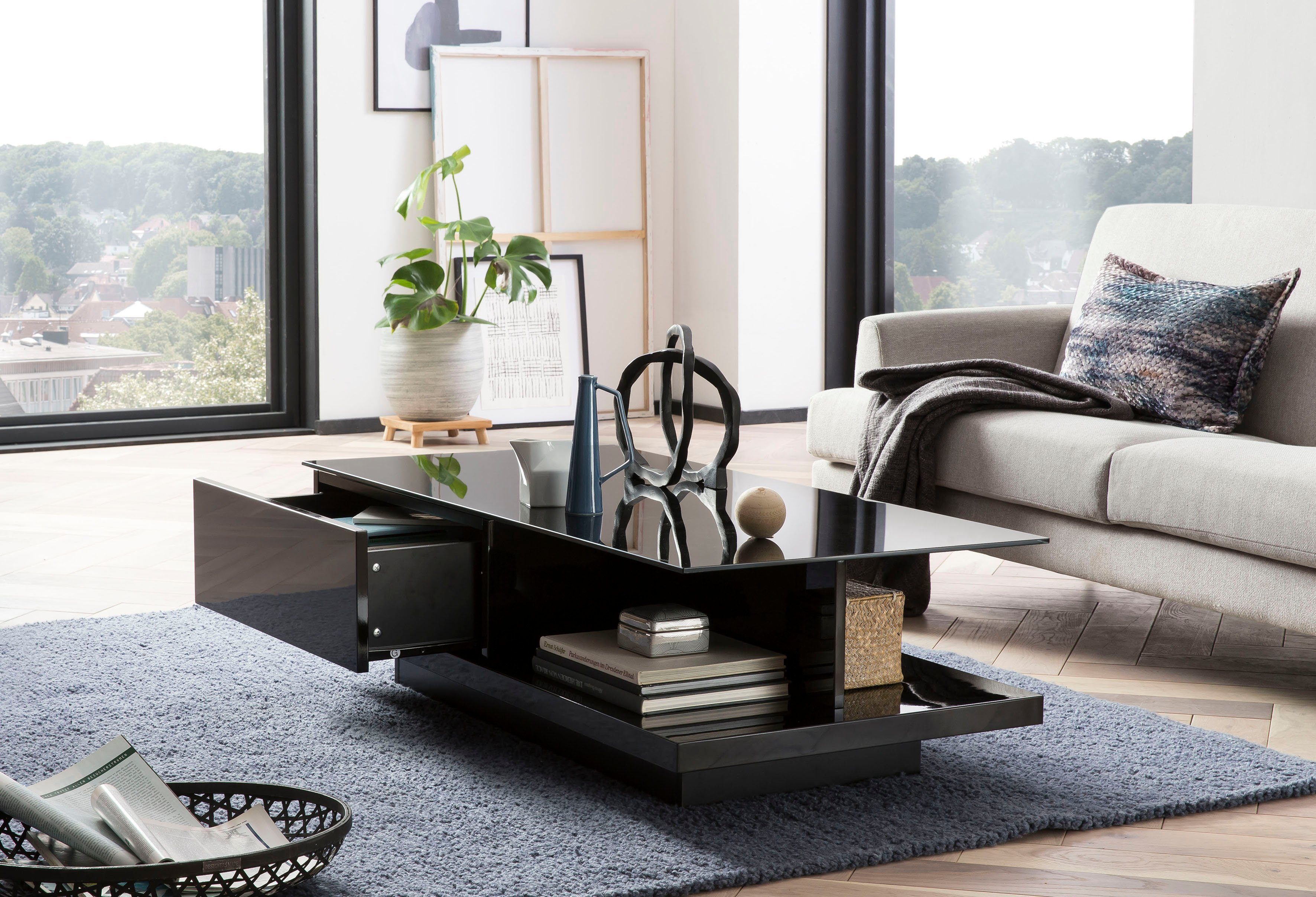 SalesFever Salontafel met tafelblad van gehard kristalglas