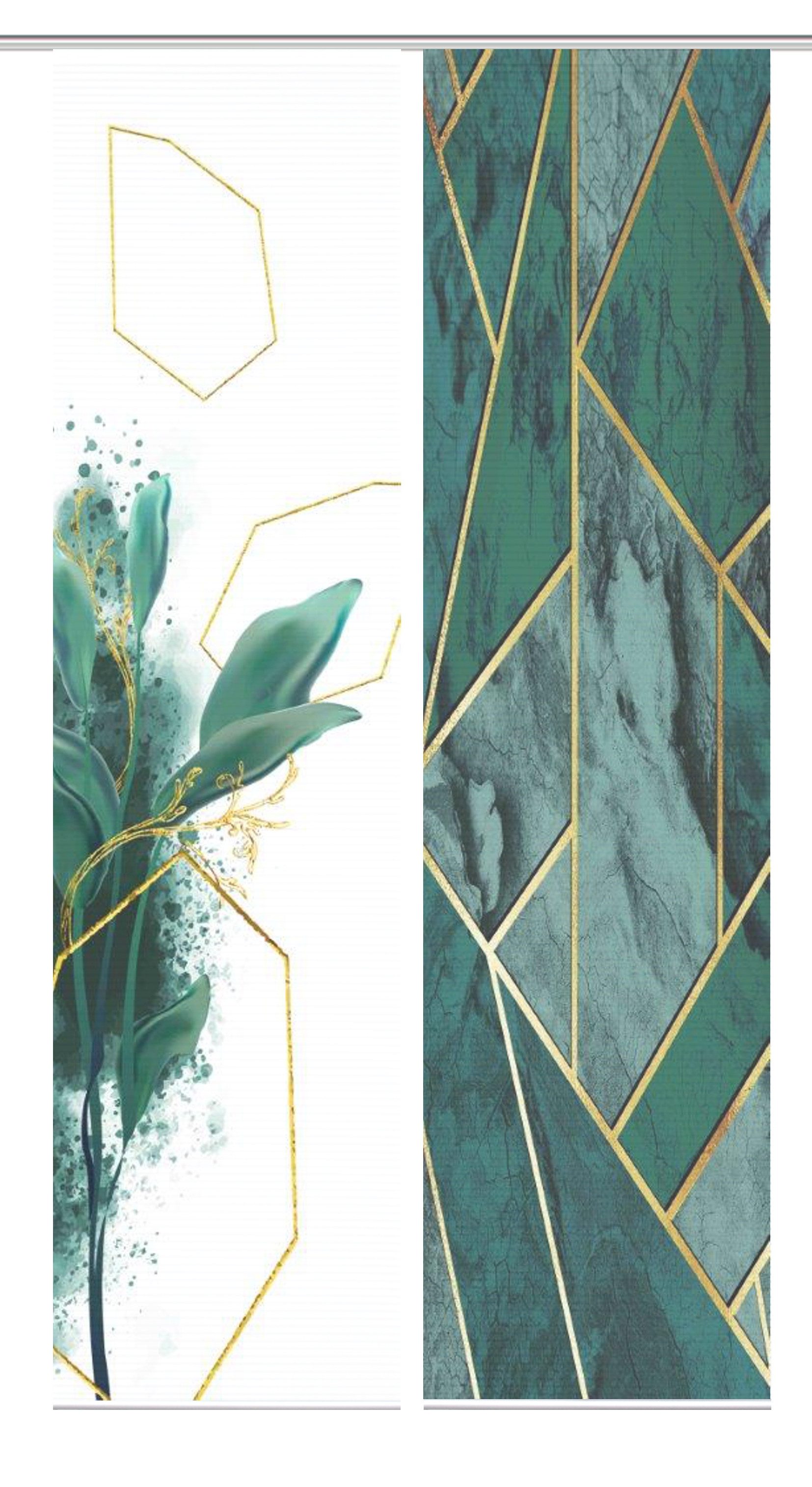 HOME in green Paneelgordijn Signum SET DIGITALE PRINT, BAMBOELOOK GERECYCLED (2 stuks)