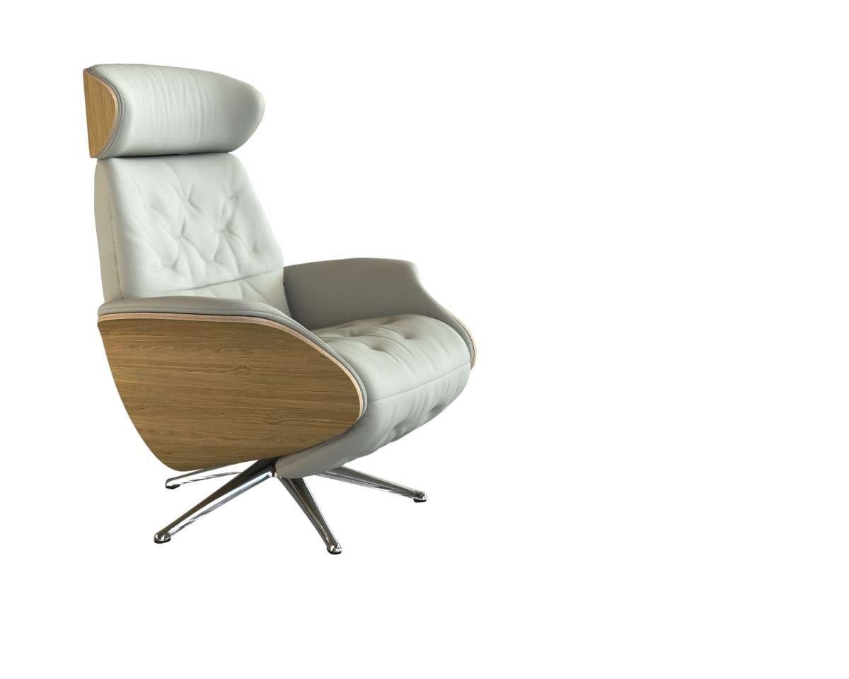 FLEXLUX Relaxfauteuil Volden praktische elektrische fauteuil Maat M, elektrische rug- en voetensteun, accu, armleuning Eiken, aluminium voet