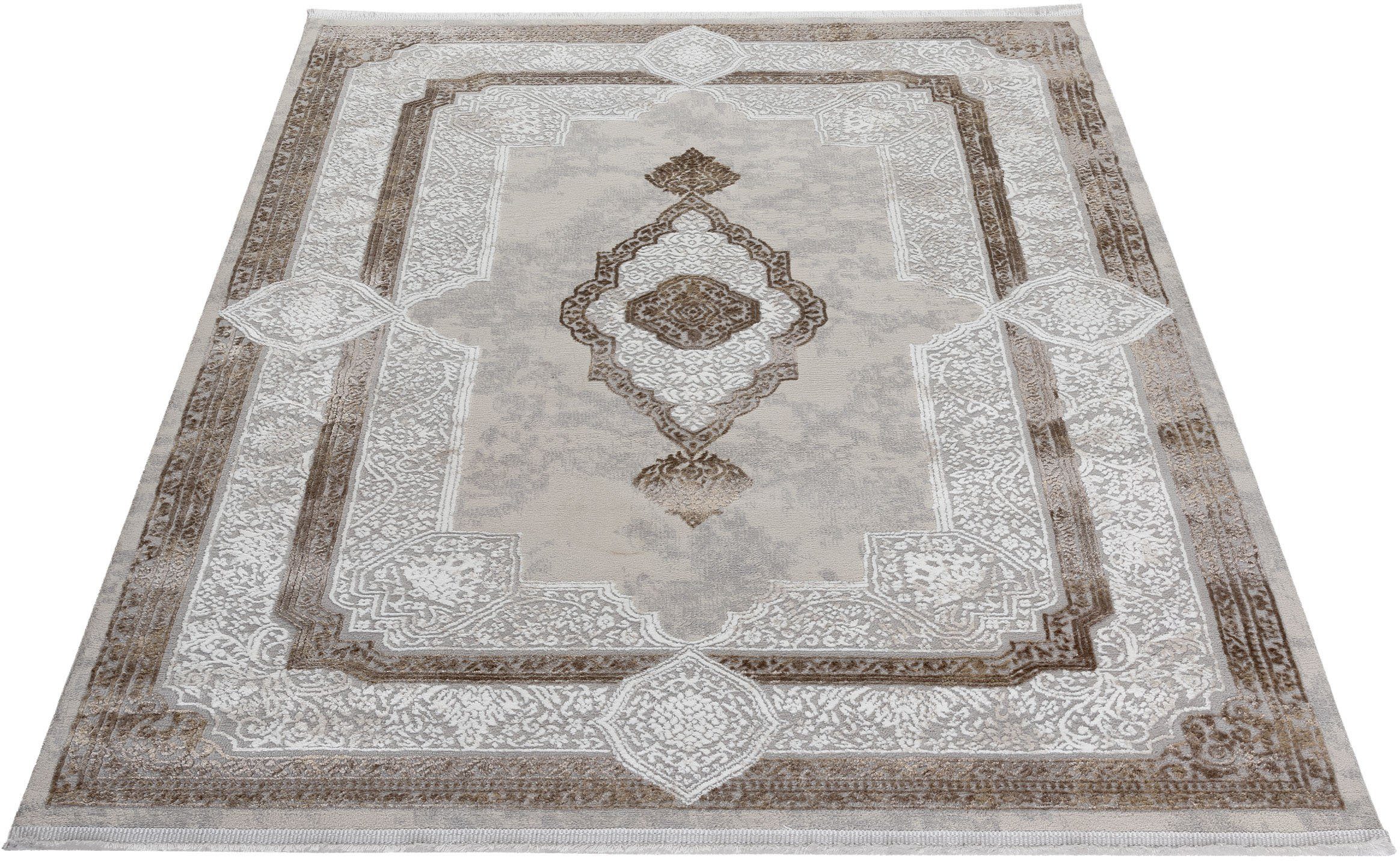 Sehrazat Vloerkleed Glory 270 Hoog-laag structuur, kortpolig tapijt, woonkamer moderne vloerkleden maat 80 cm x 150 cm x 10 mm beige