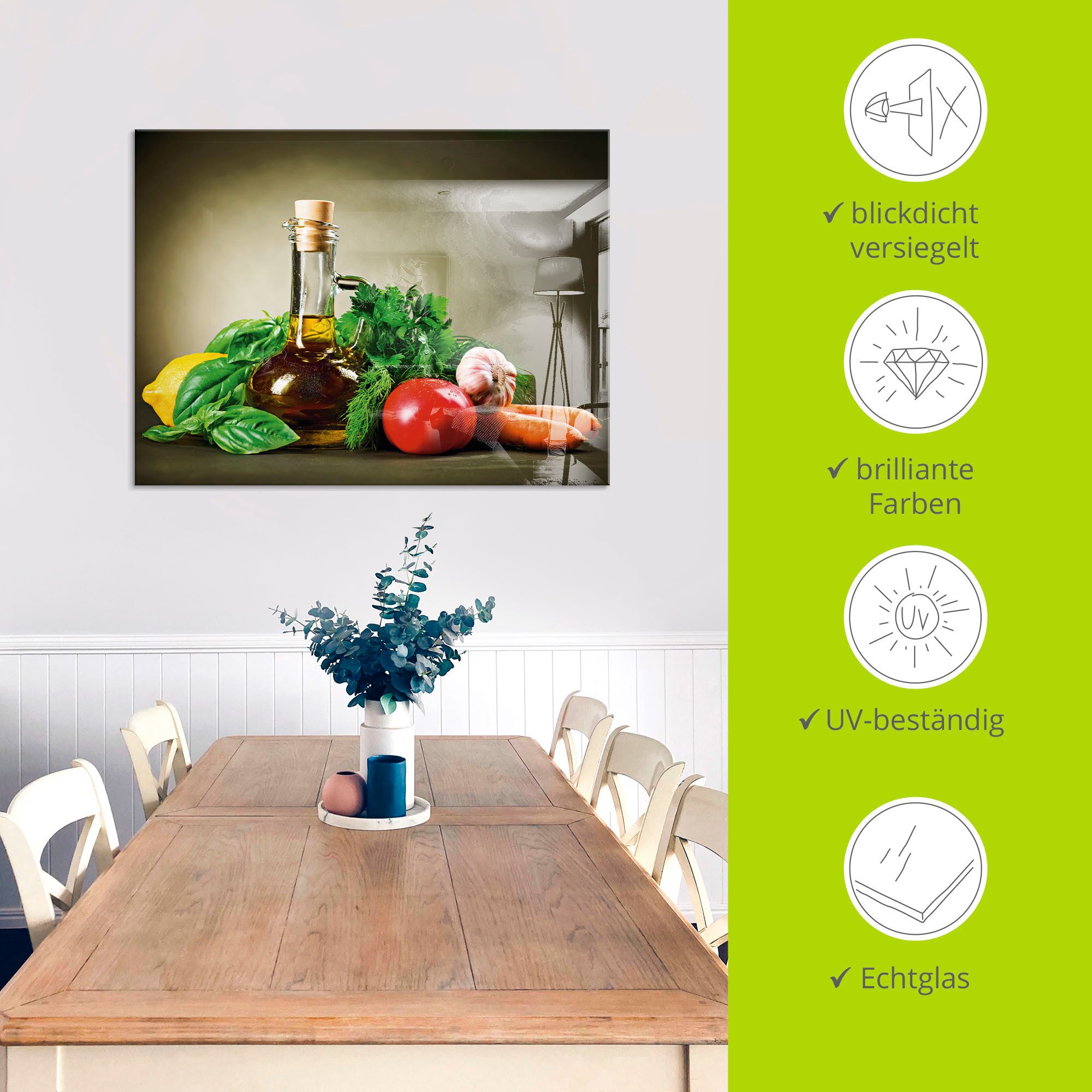 Artland Print op glas Gezonde groente en specerijen