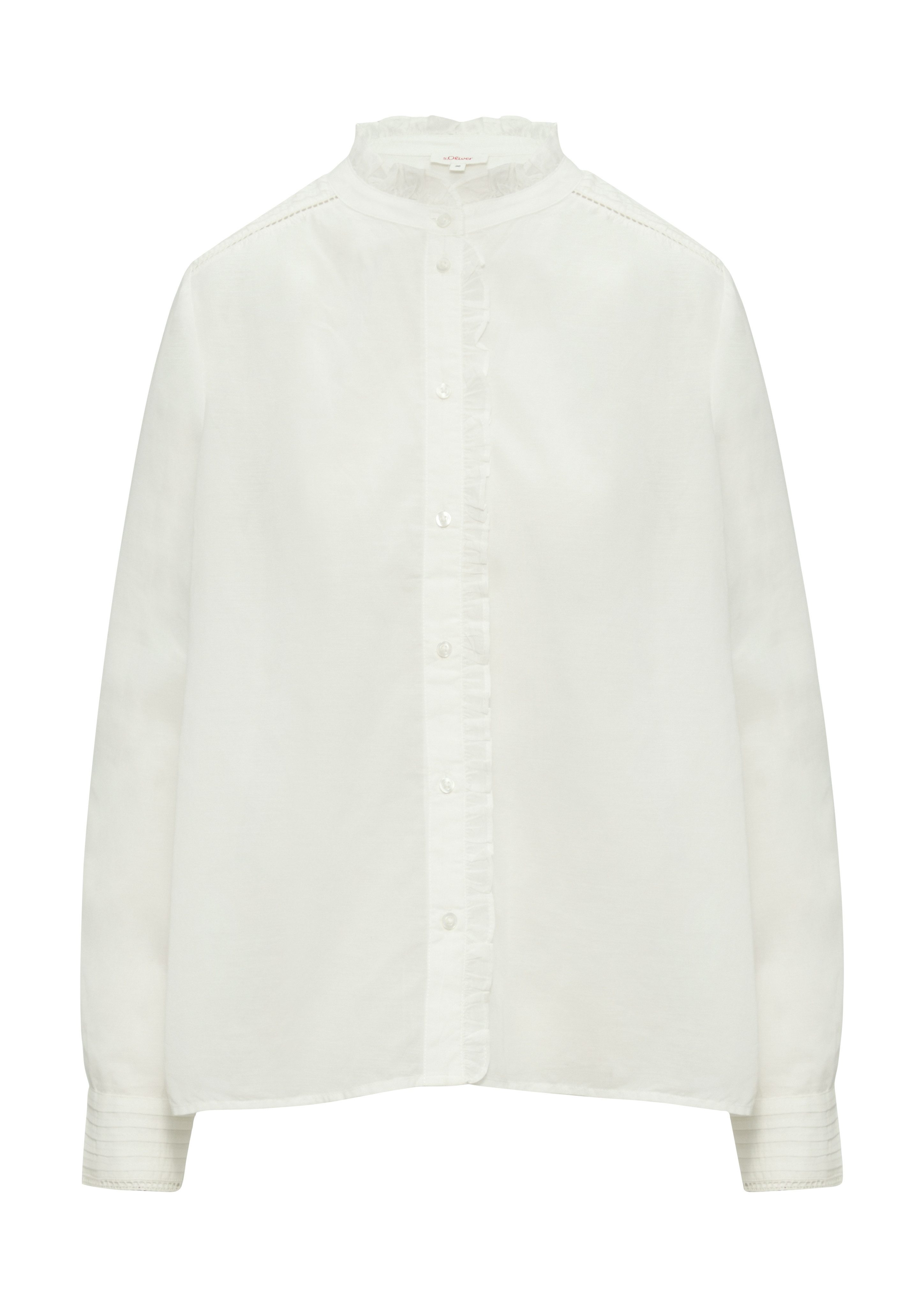 s.Oliver Blouse met lange mouwen met ruches-details en gaatjespatroon