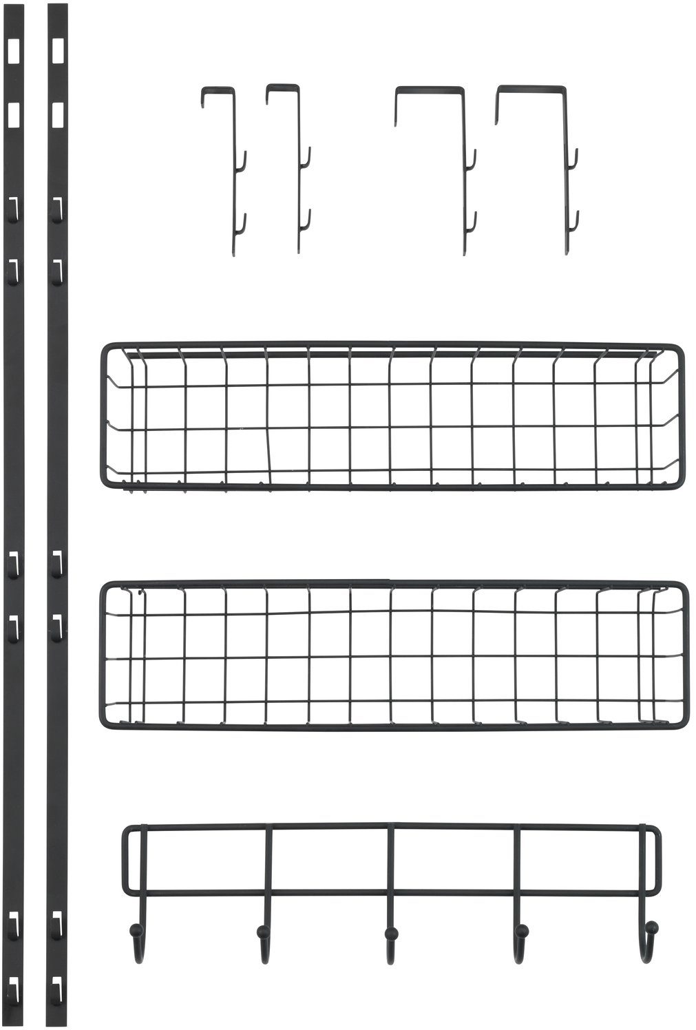 WENKO Deurrekje voor bergruimte, met 2 opbergmanden en 5 haken, industriële stijl