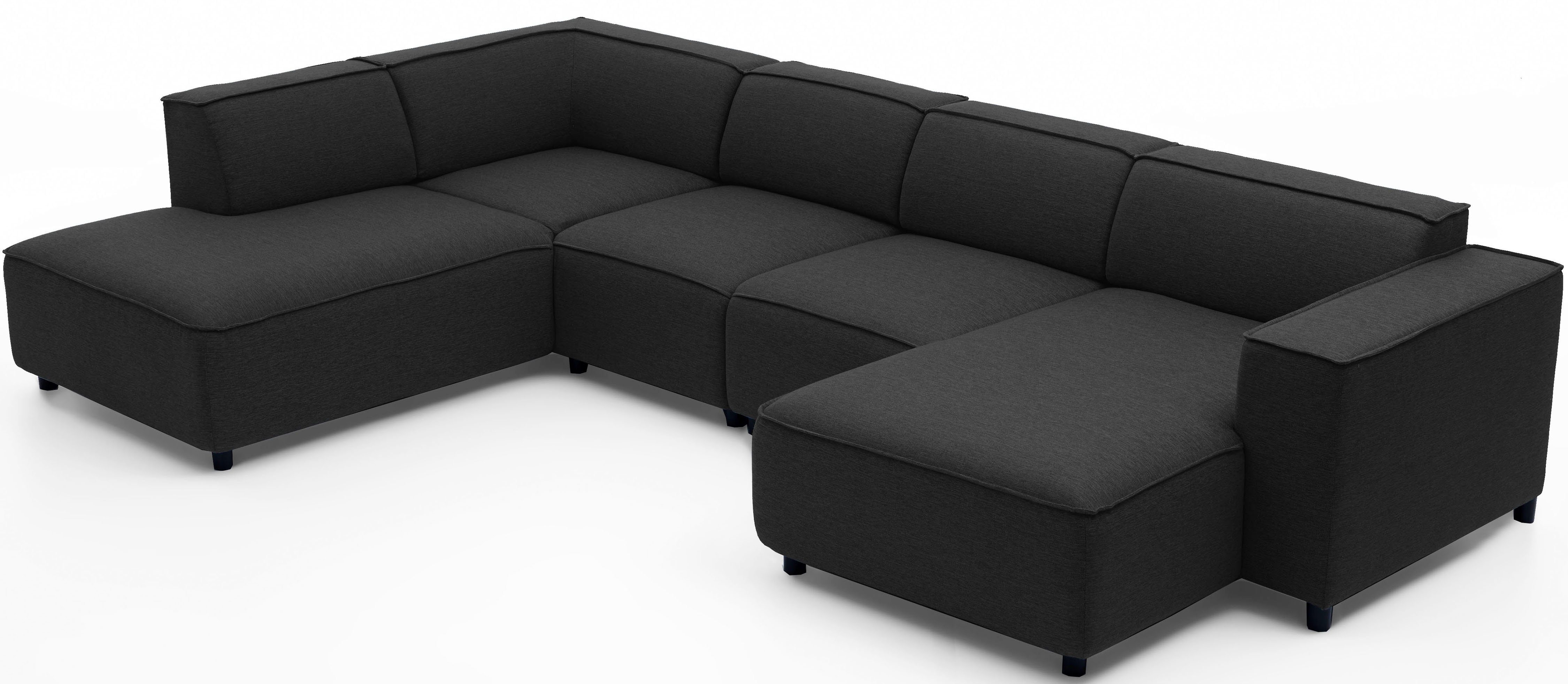 ATLANTIC home collection Zithoek Bulky U-vorm in u-model en xxl-zitoppervlak, modulair gemonteerd