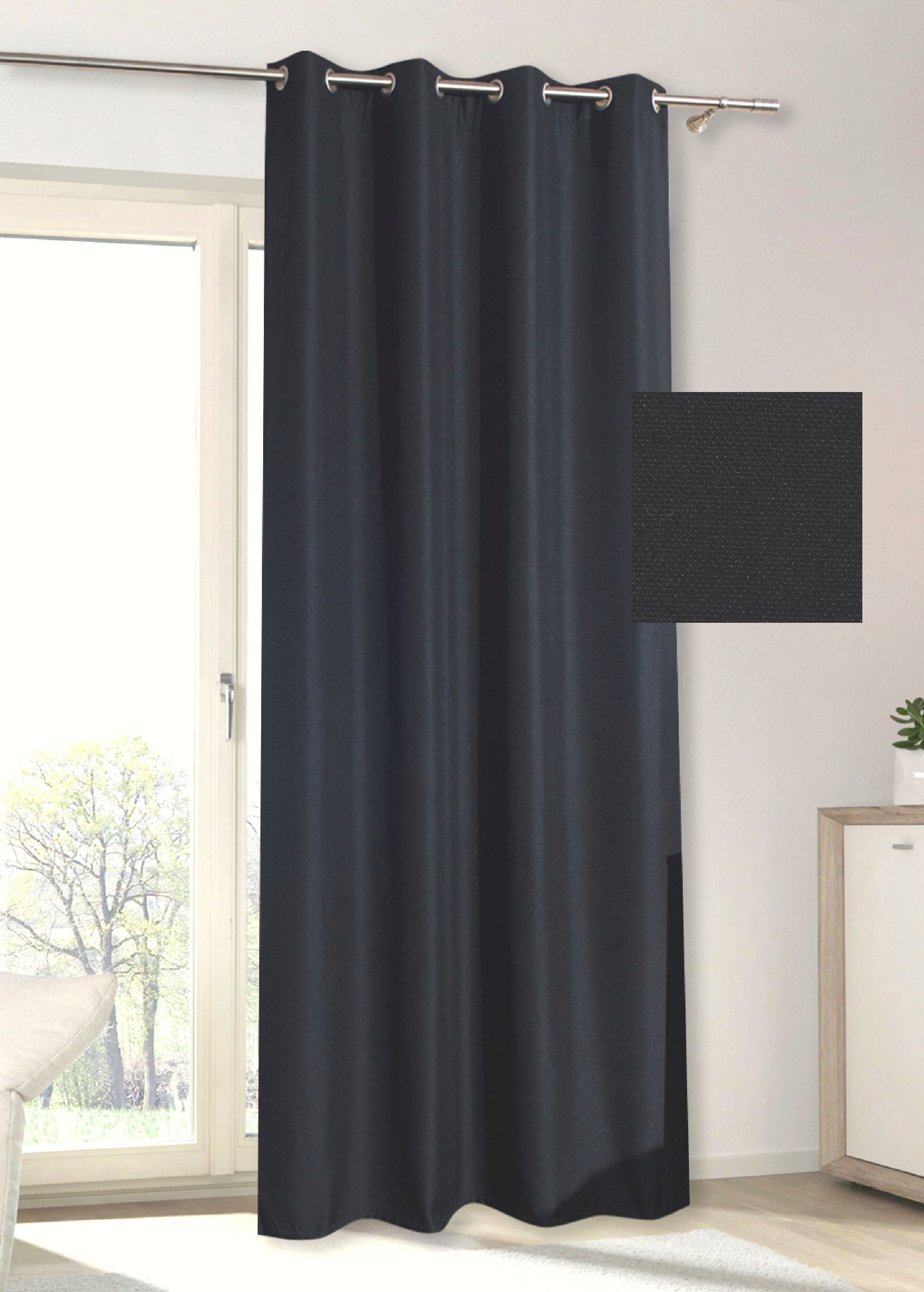 my home Gordijn Milaan ondoorzichtig, verschillende kleuren, 140 x 235, zicht- en lichtbescherming(1 stuk) kant & klaar gordijnen zwart